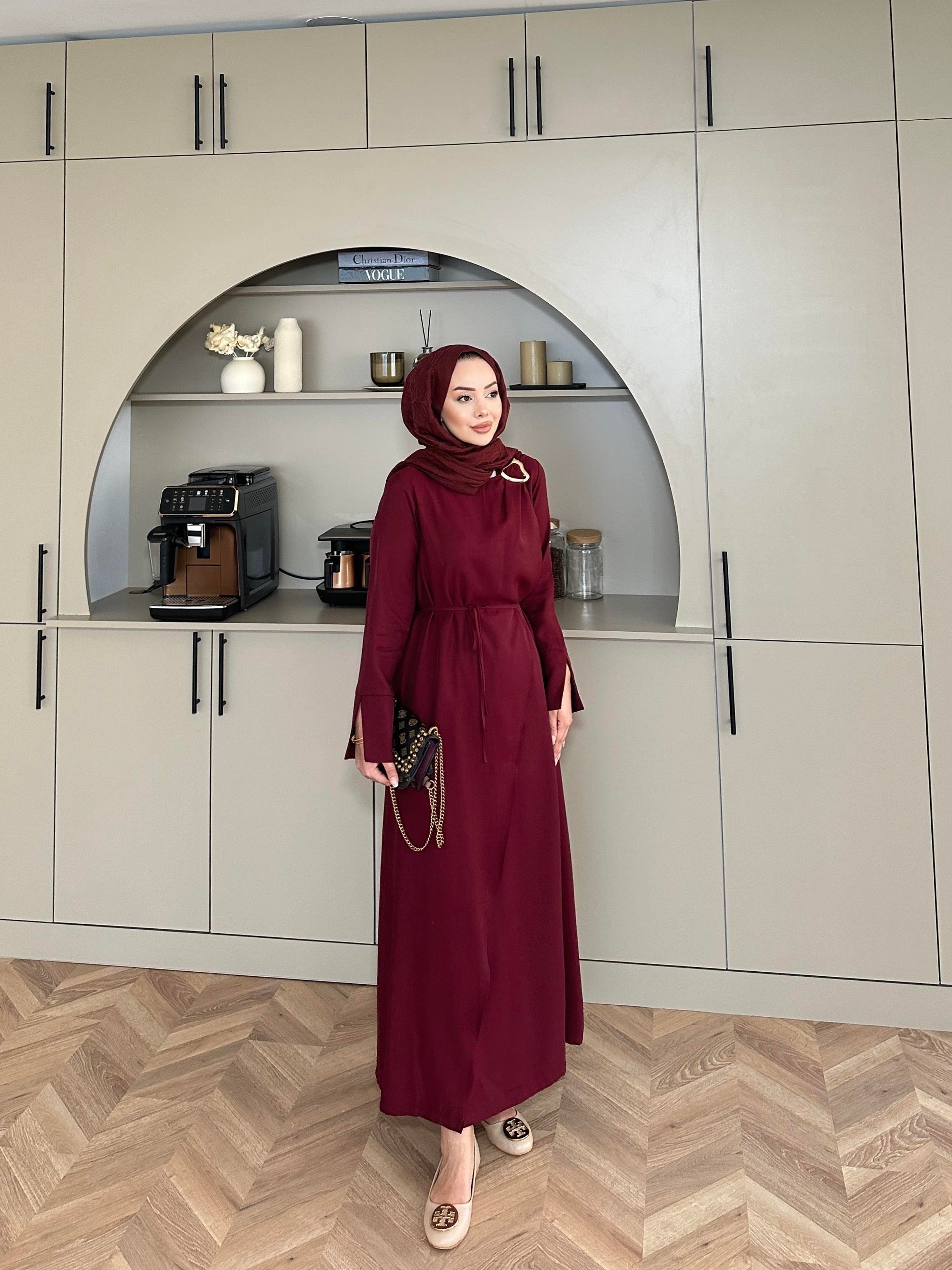 Candy Broşlu Elbise Bordo