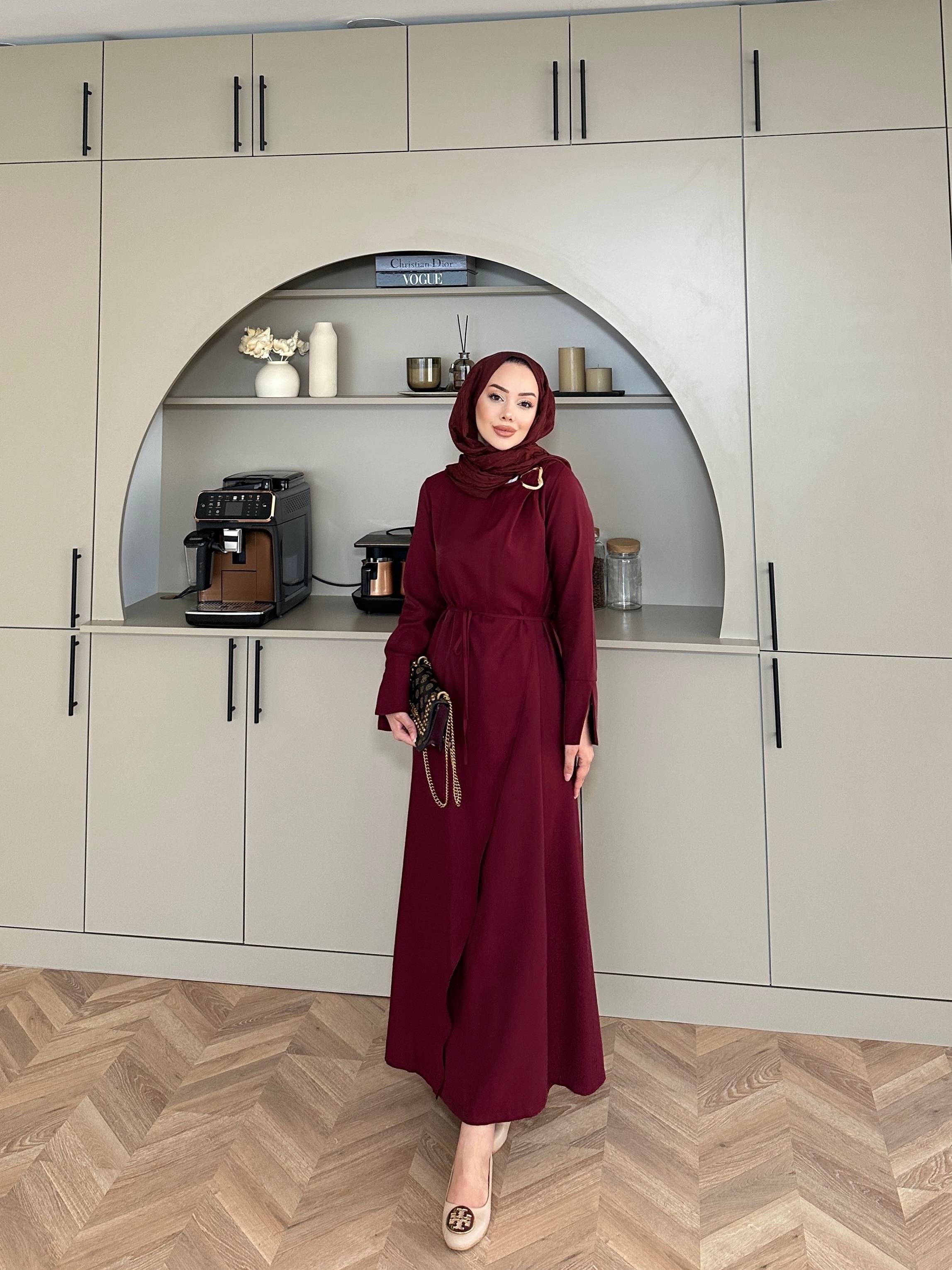 Candy Broşlu Elbise Bordo