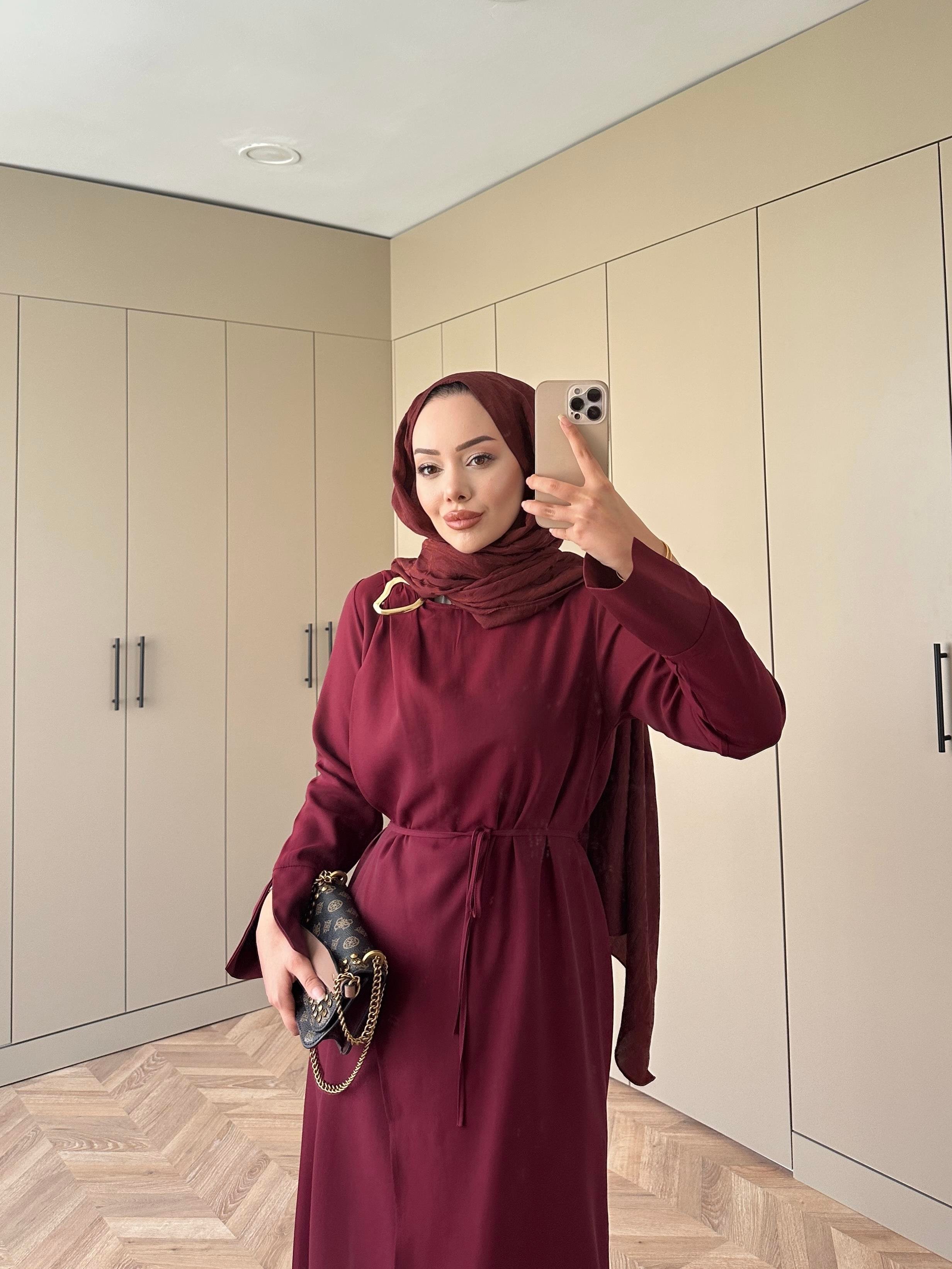 Candy Broşlu Elbise Bordo