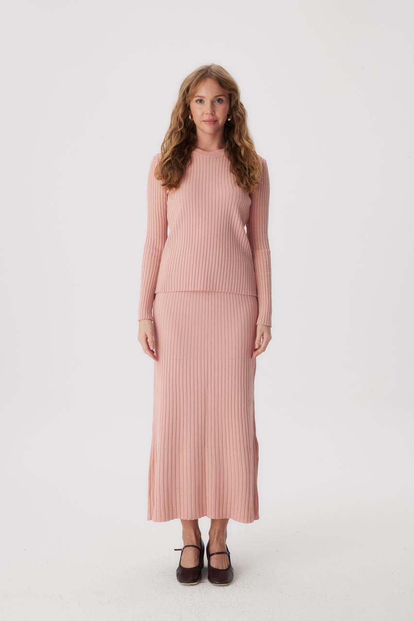 Cara Triko Etekli Takım Pembe