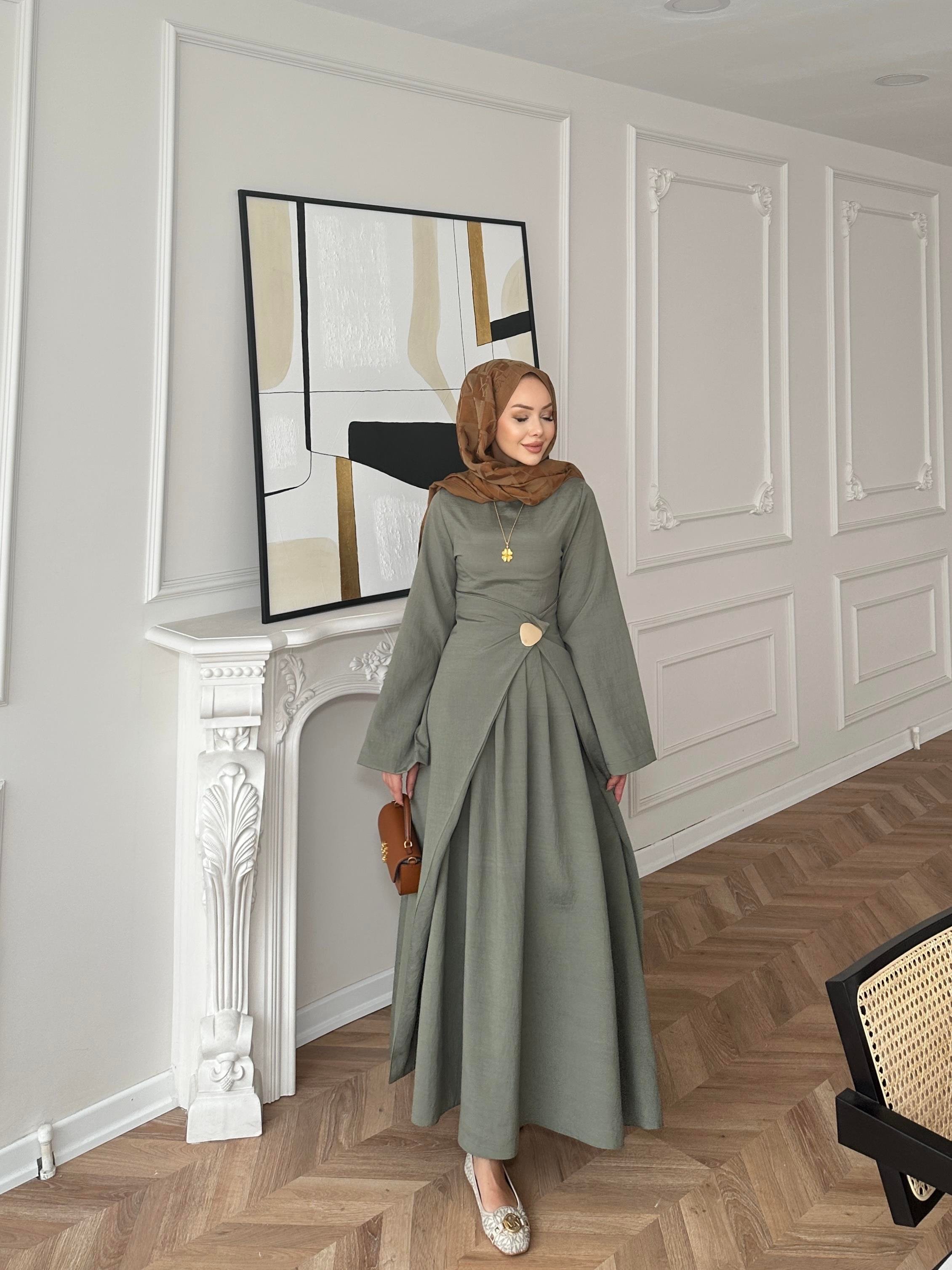 Carla Qupra Piliseli Elbise Haki