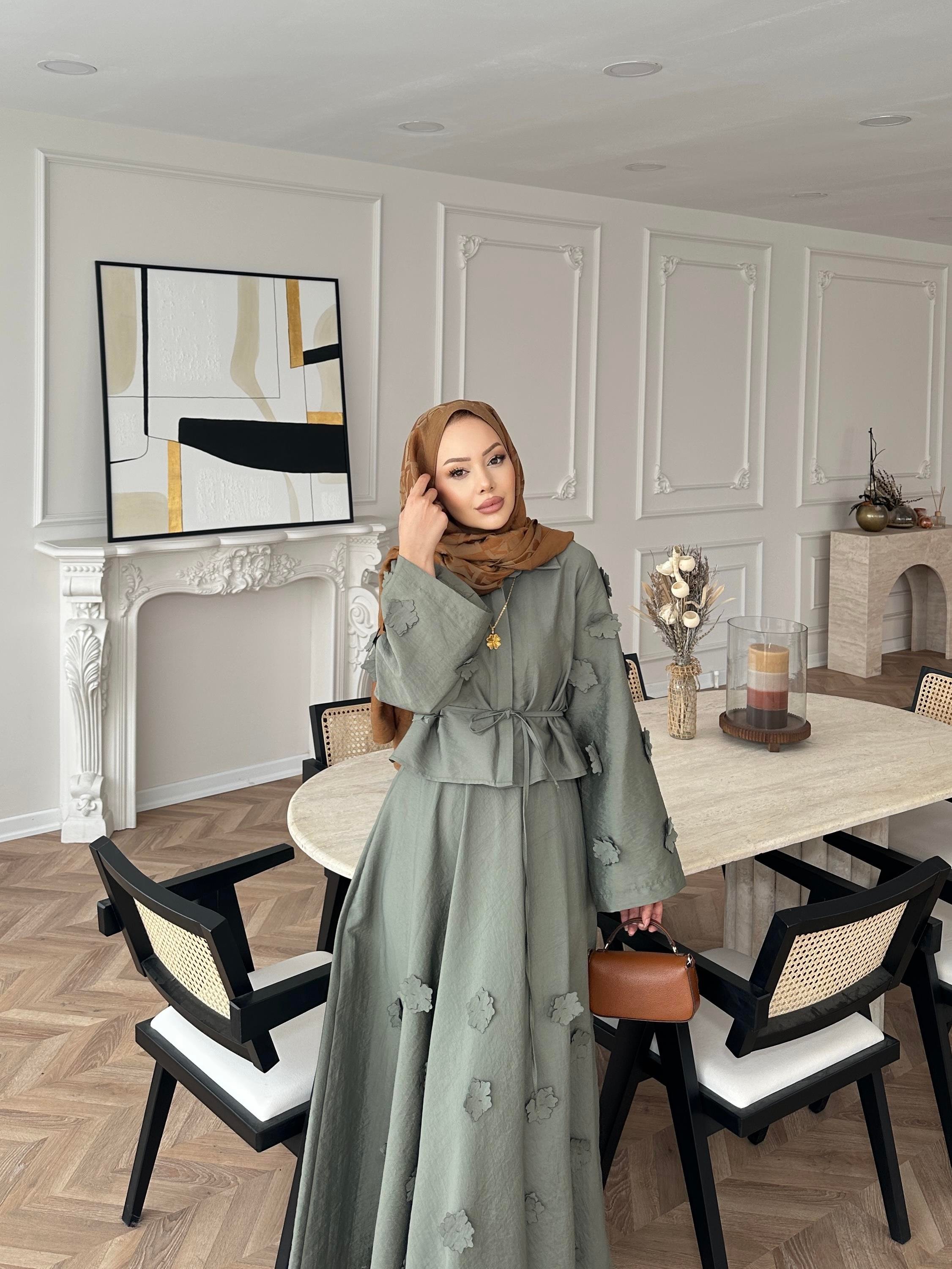 Çiçek Cupra Etekli Takım Haki