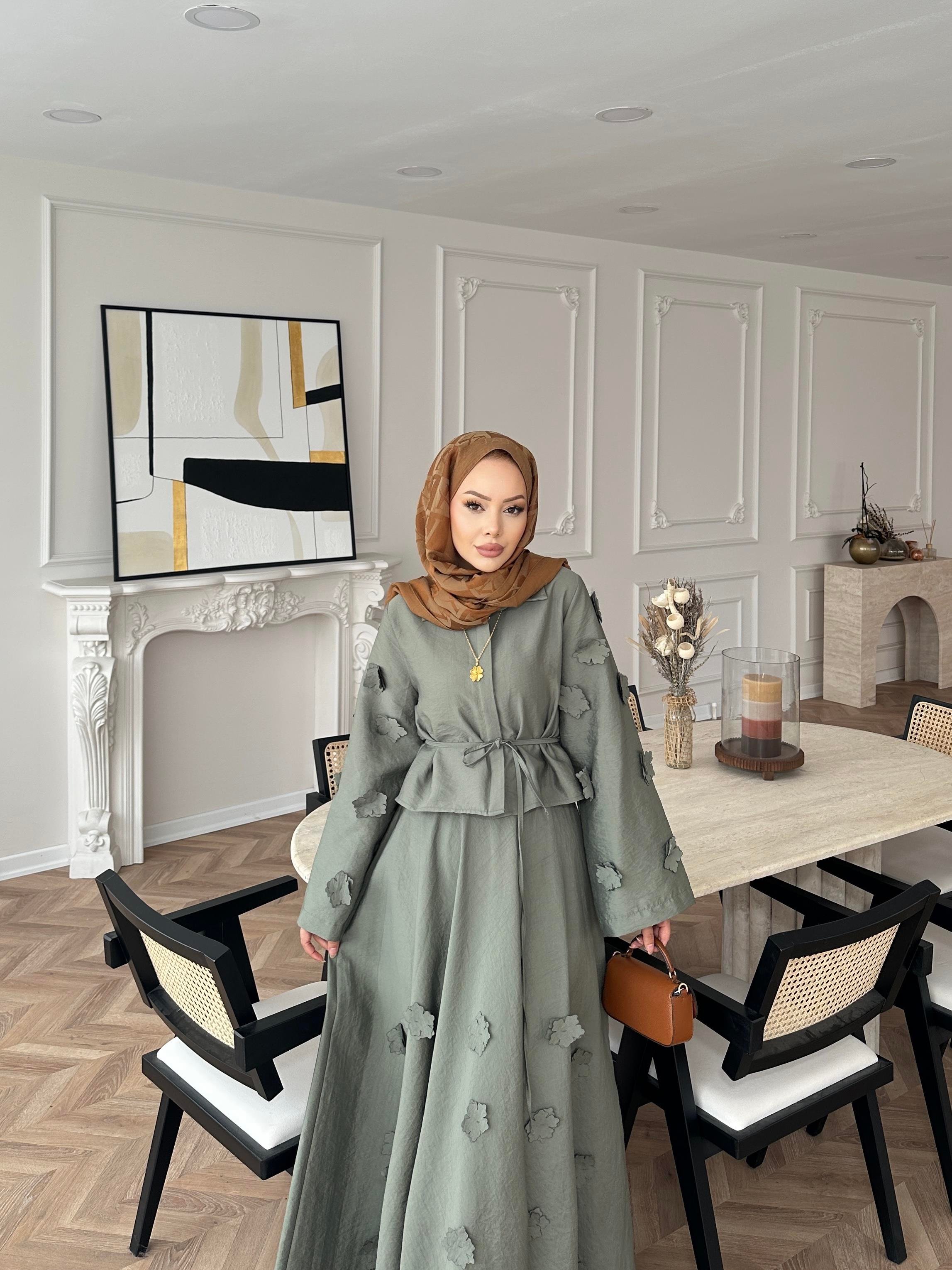 Çiçek Cupra Etekli Takım Haki