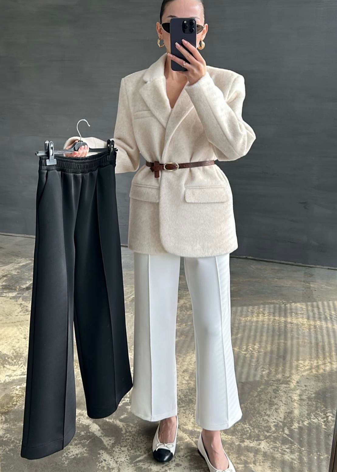 Çımalı Scuba Pantolon Beyaz