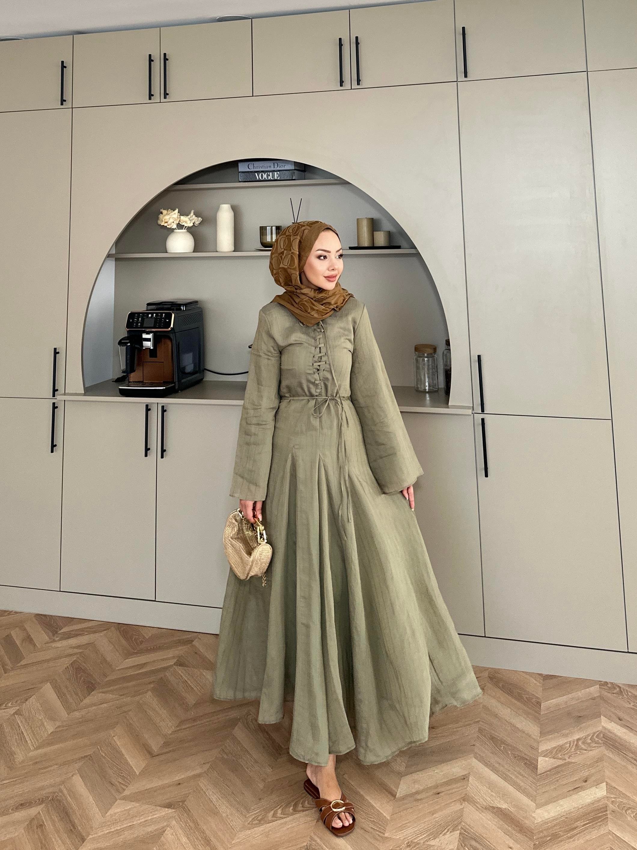 Cross Çizgili Elbise Haki