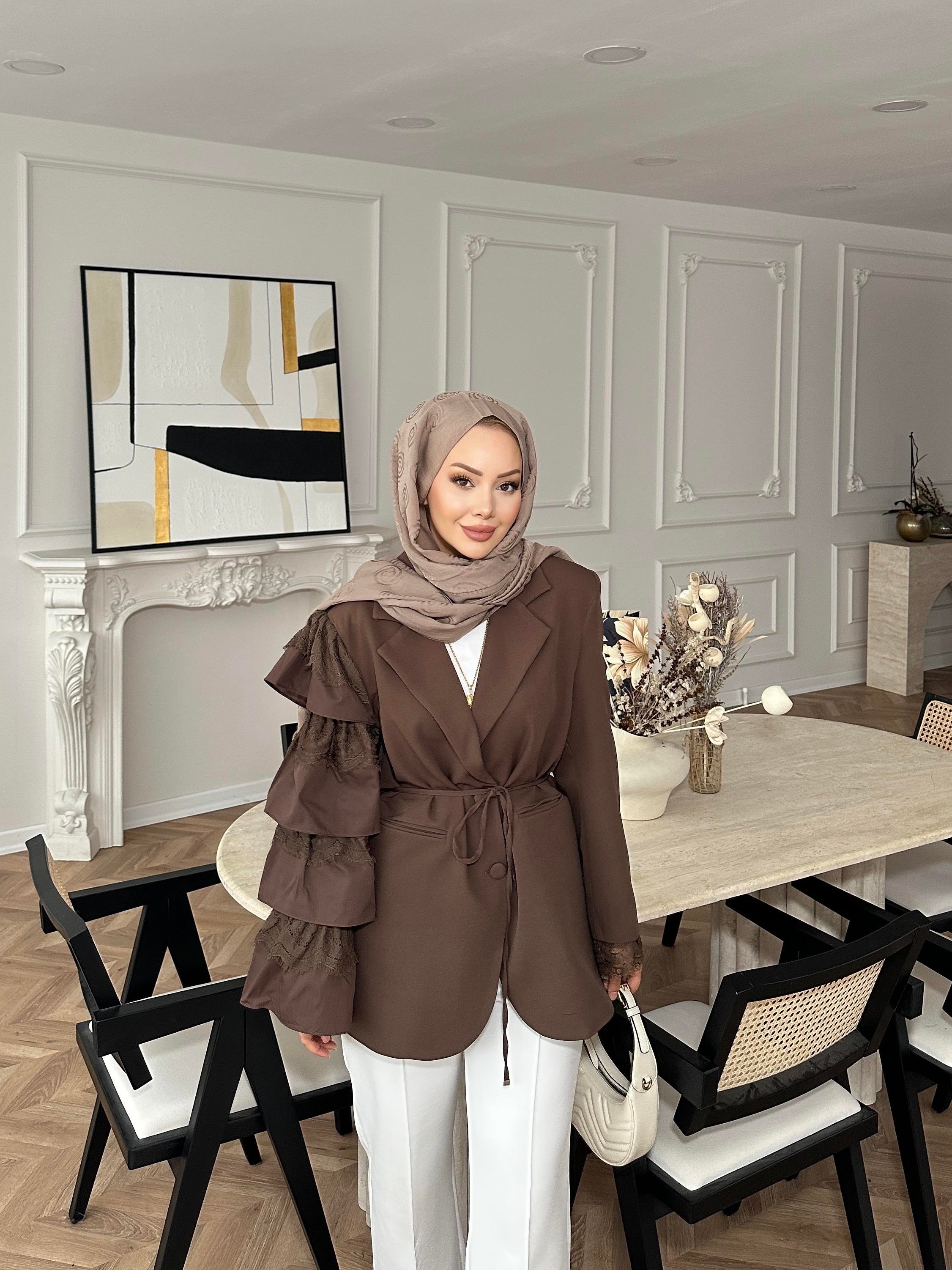 Dantelli Ceket Kahve