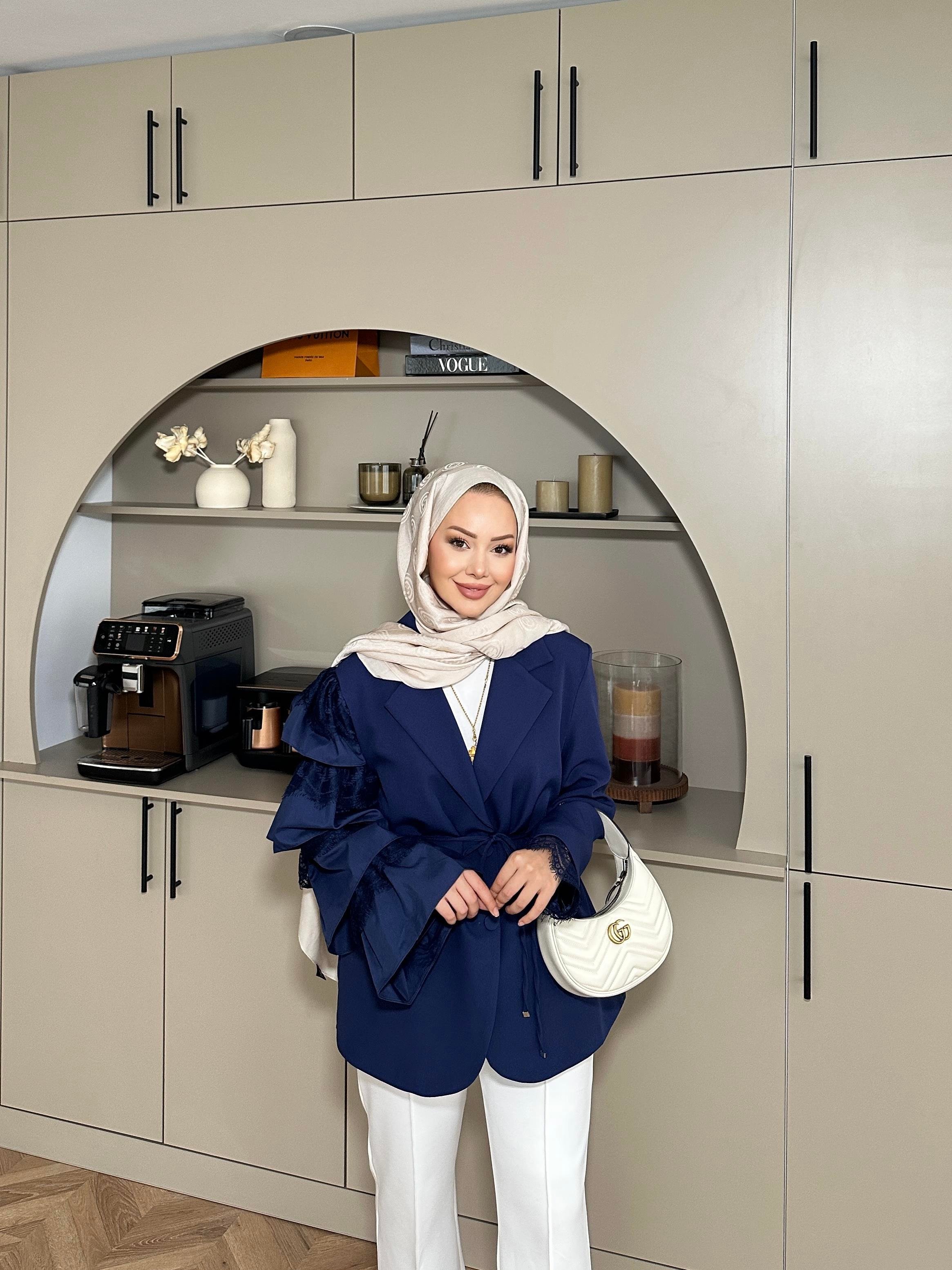 Dantelli Ceket Lacivert