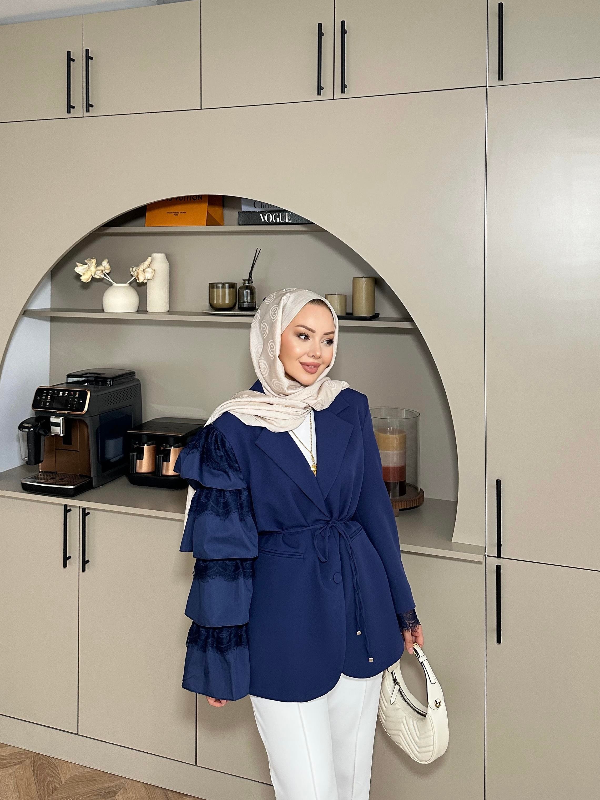 Dantelli Ceket Lacivert