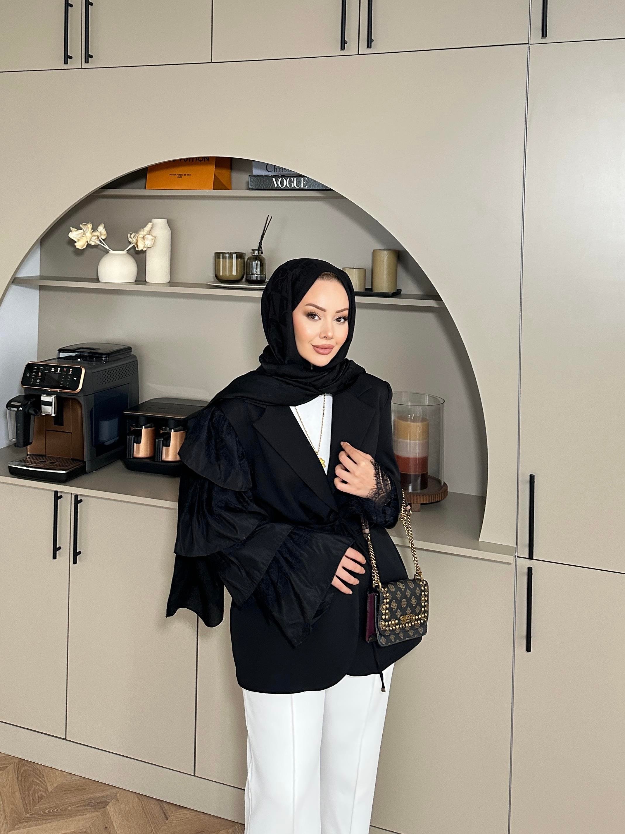 Dantelli Ceket Siyah