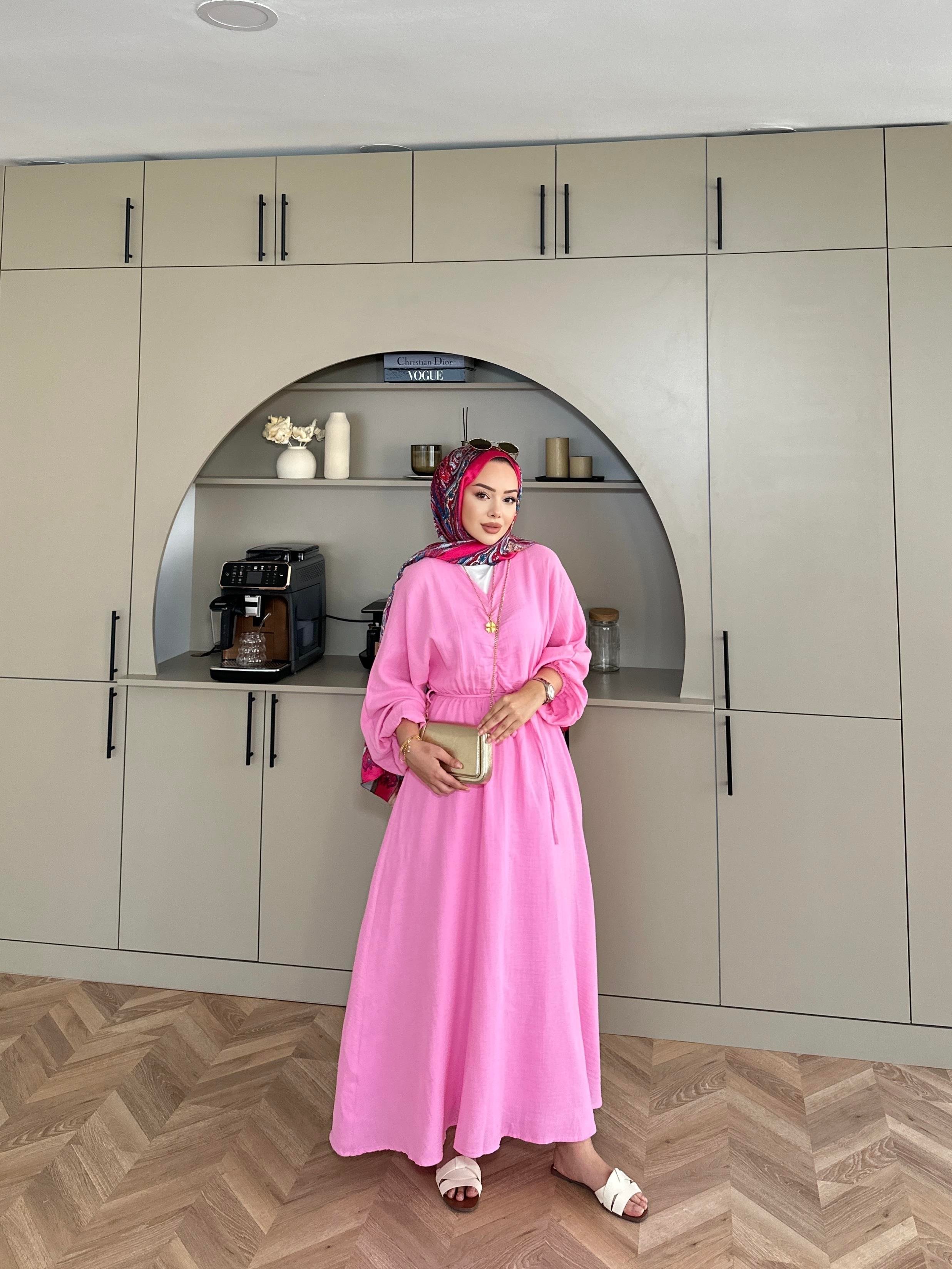 Dean Müslin Elbise Pembe