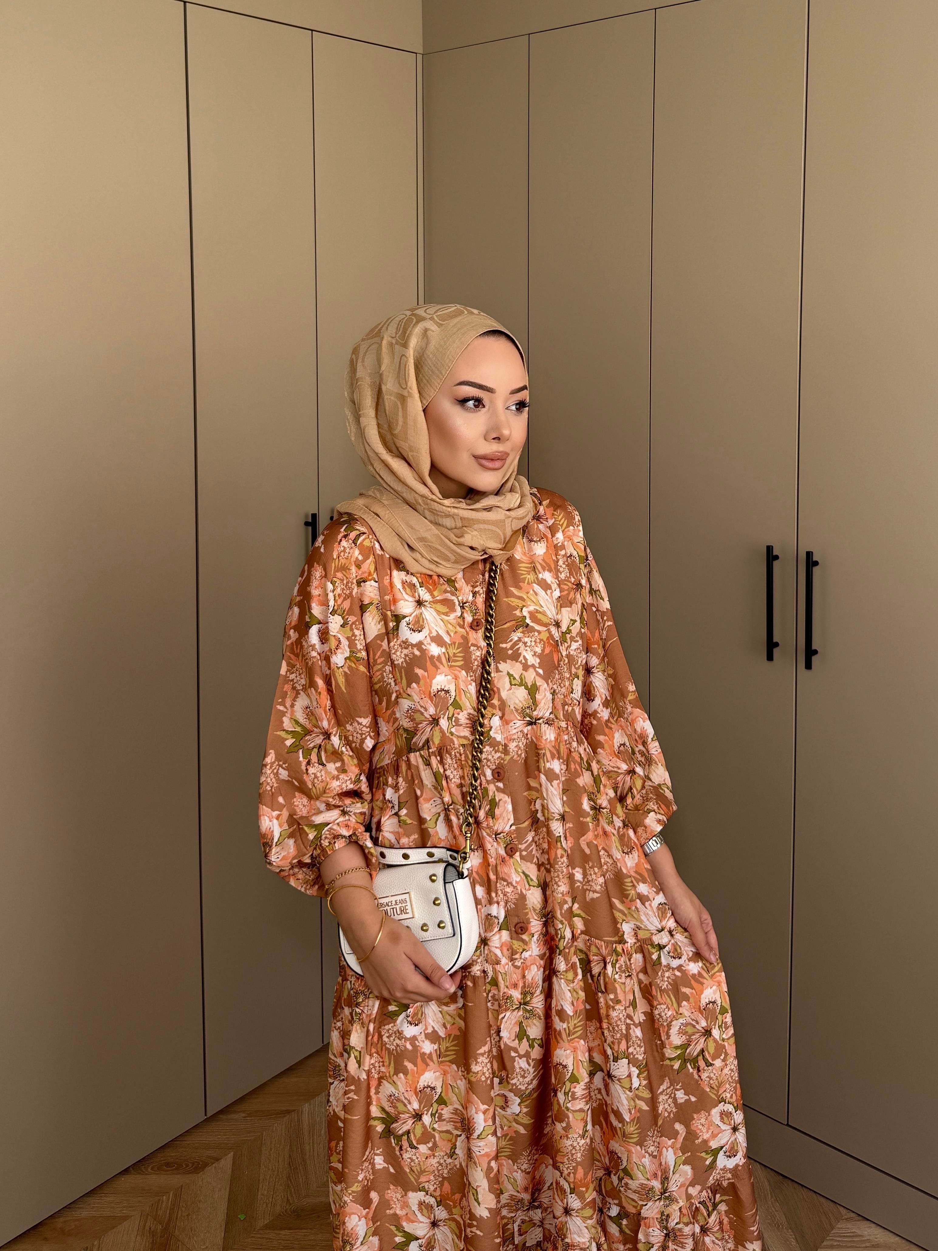 Defne Pamuk Vual Elbise Kahve