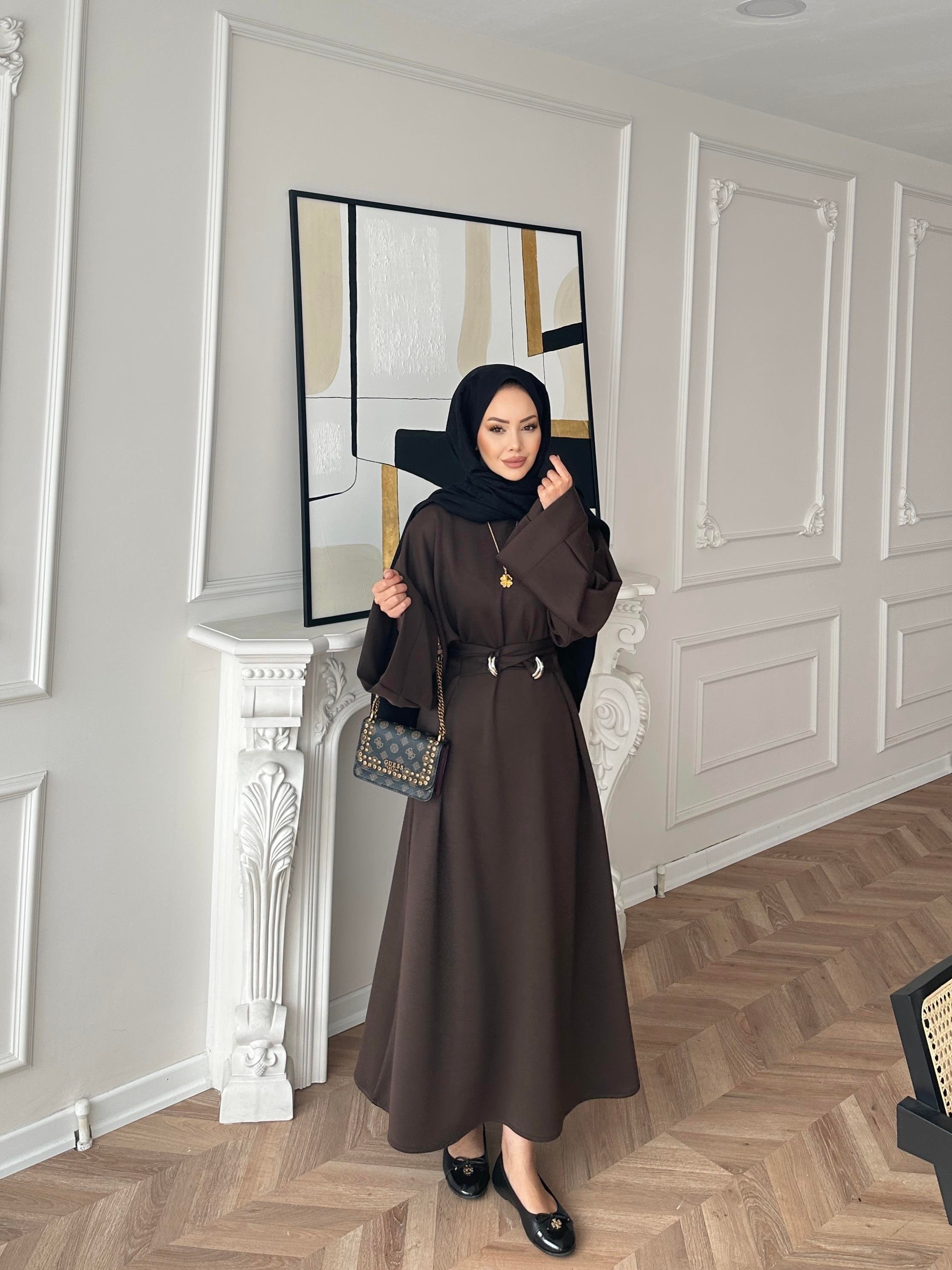 Desni İki İplik Elbise Acı Kahve