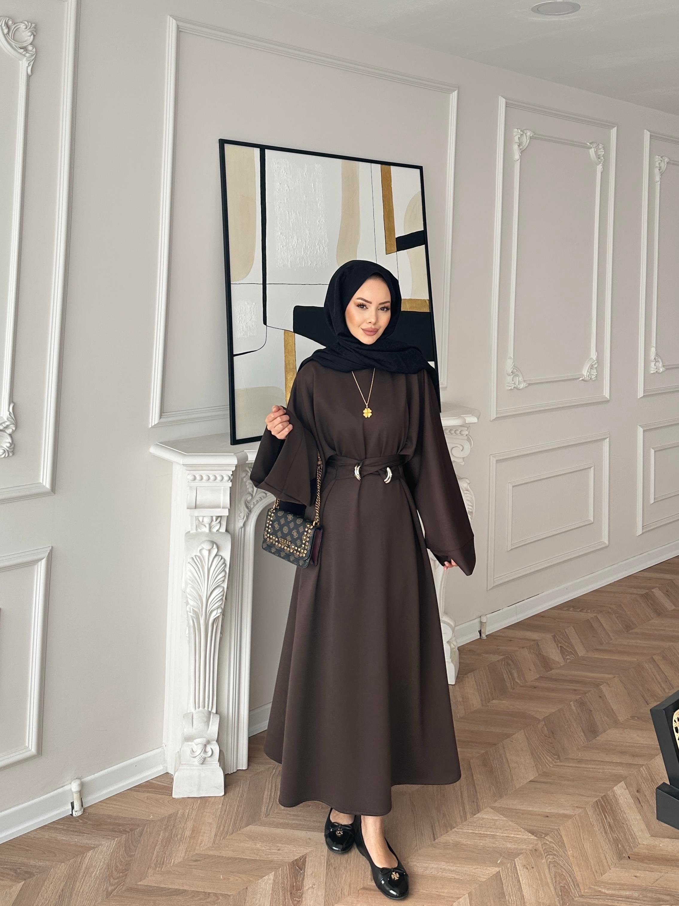 Desni İki İplik Elbise Acı Kahve