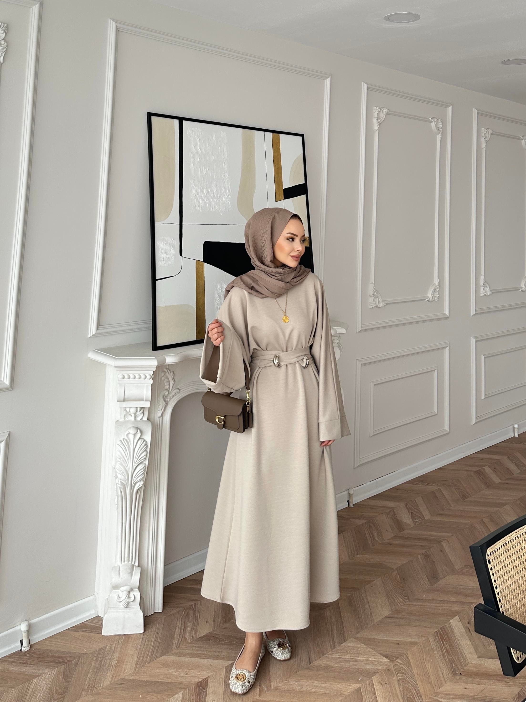 Desni İki İplik Elbise Bej