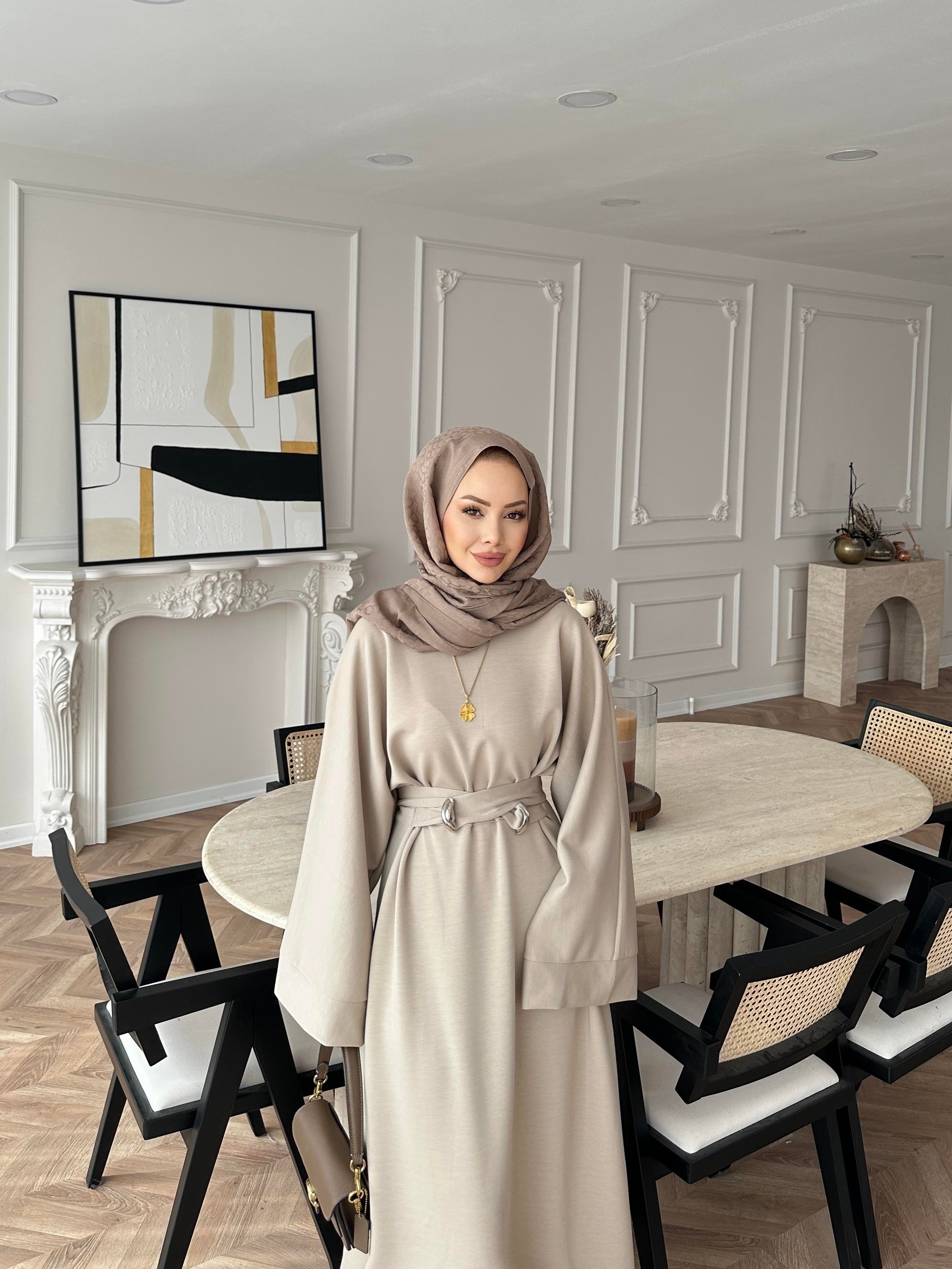 Desni İki İplik Elbise Bej