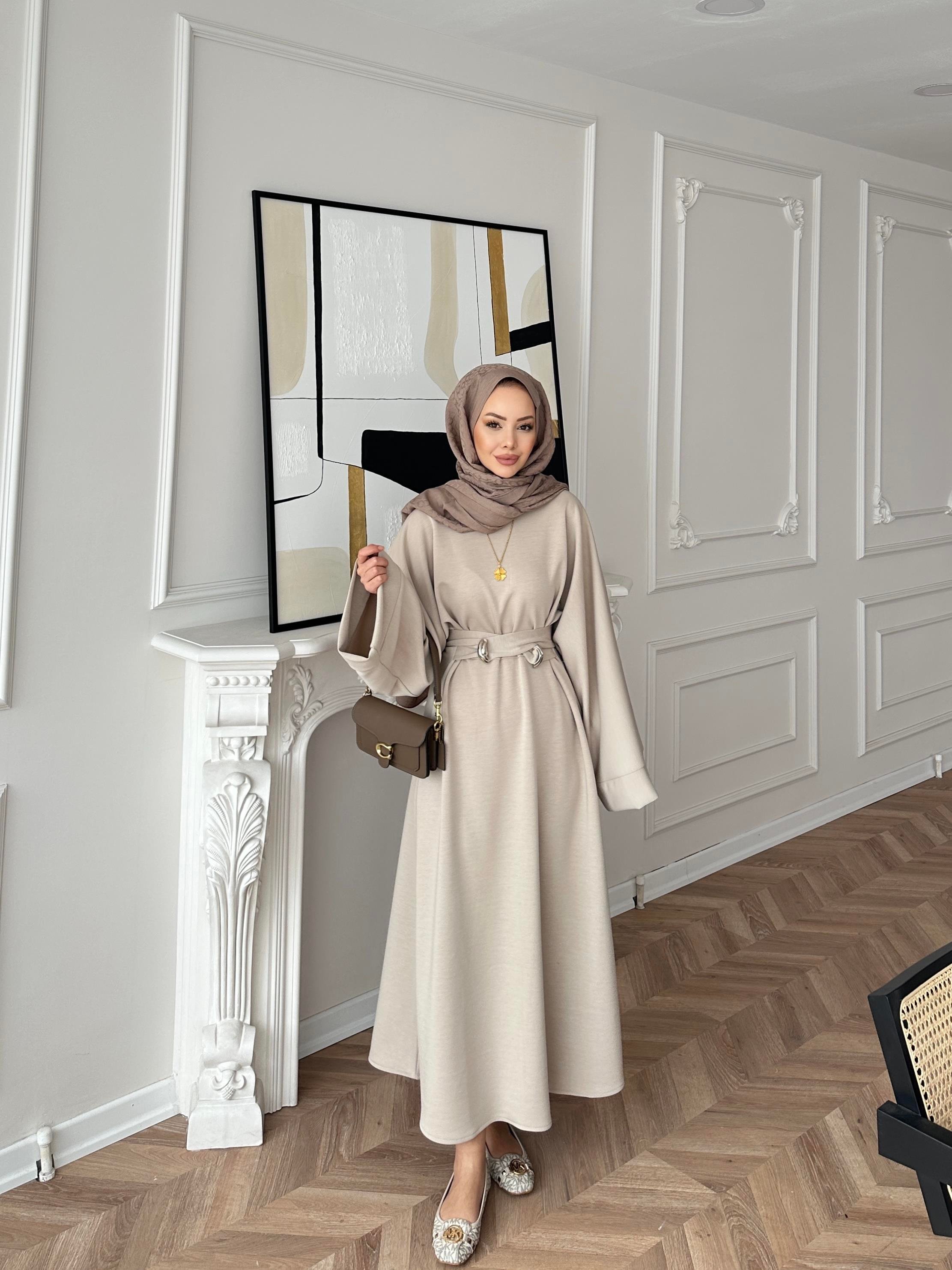 Desni İki İplik Elbise Bej