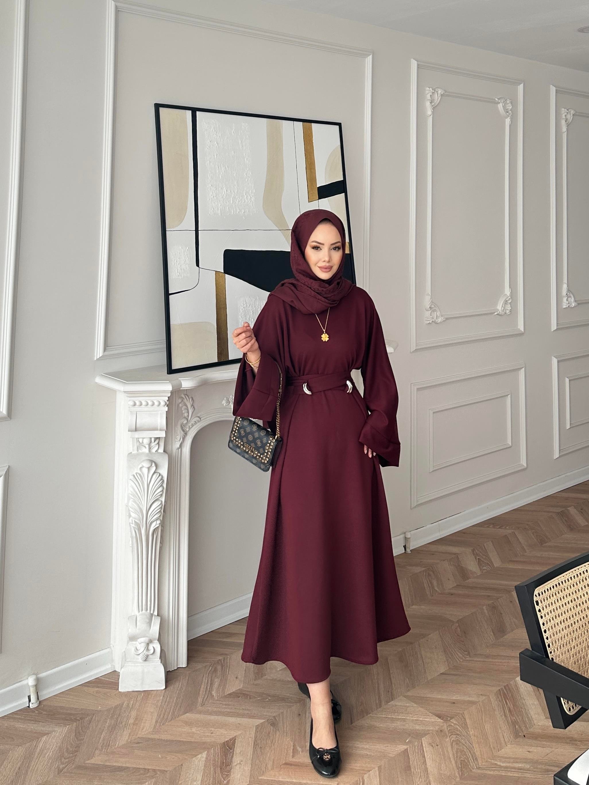 Desni İki İplik Elbise Bordo