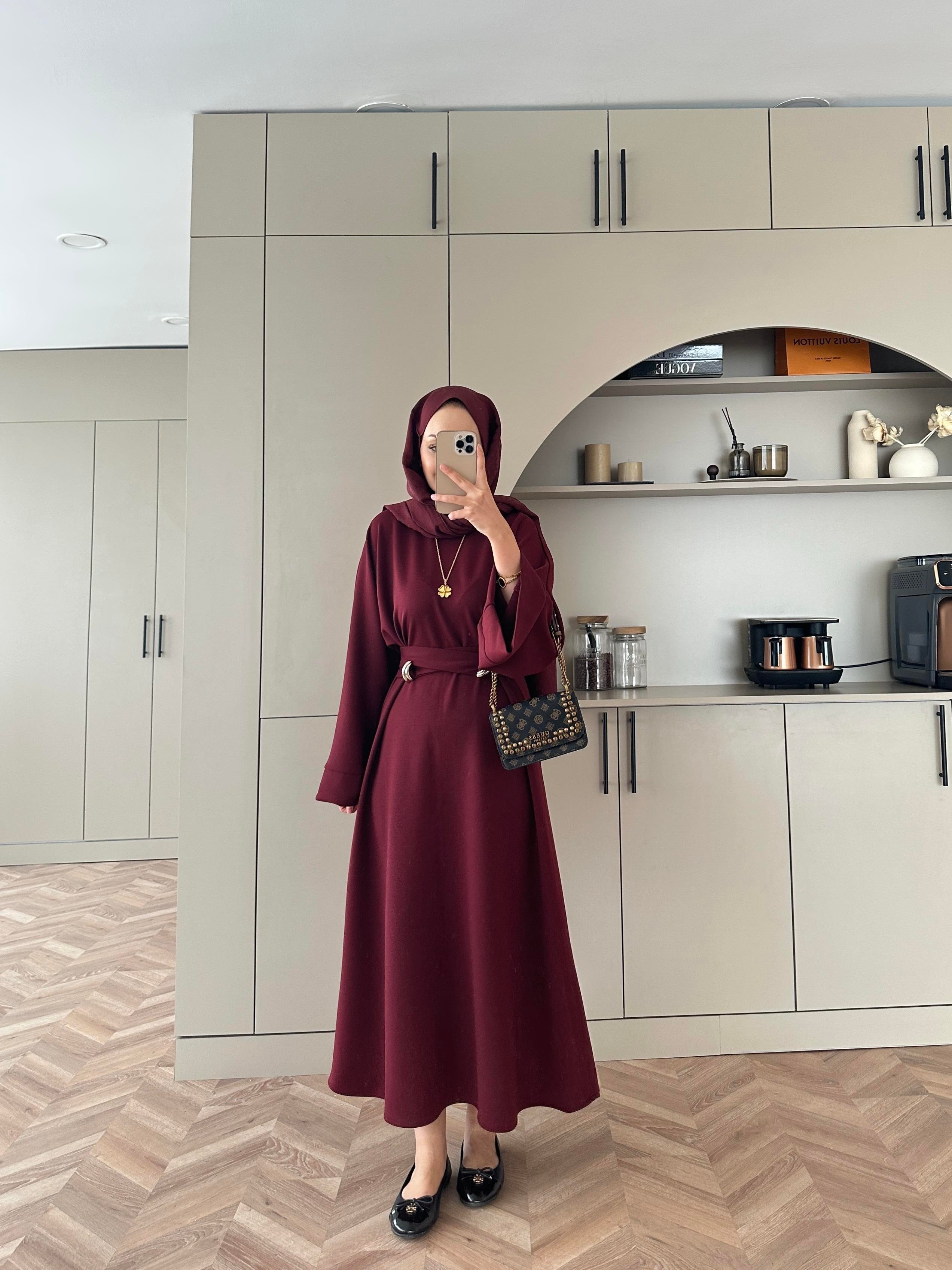 Desni İki İplik Elbise Bordo