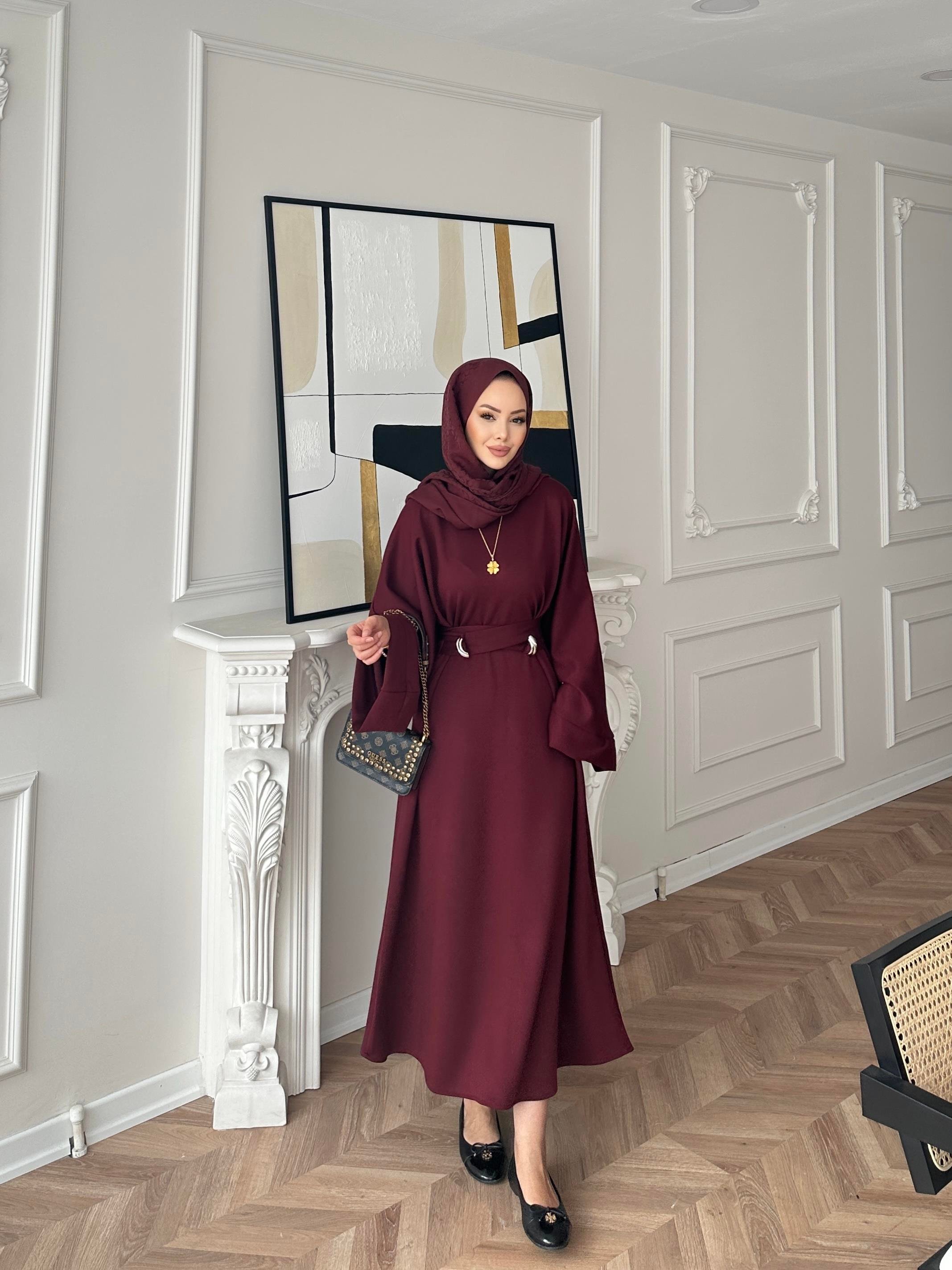 Desni İki İplik Elbise Bordo