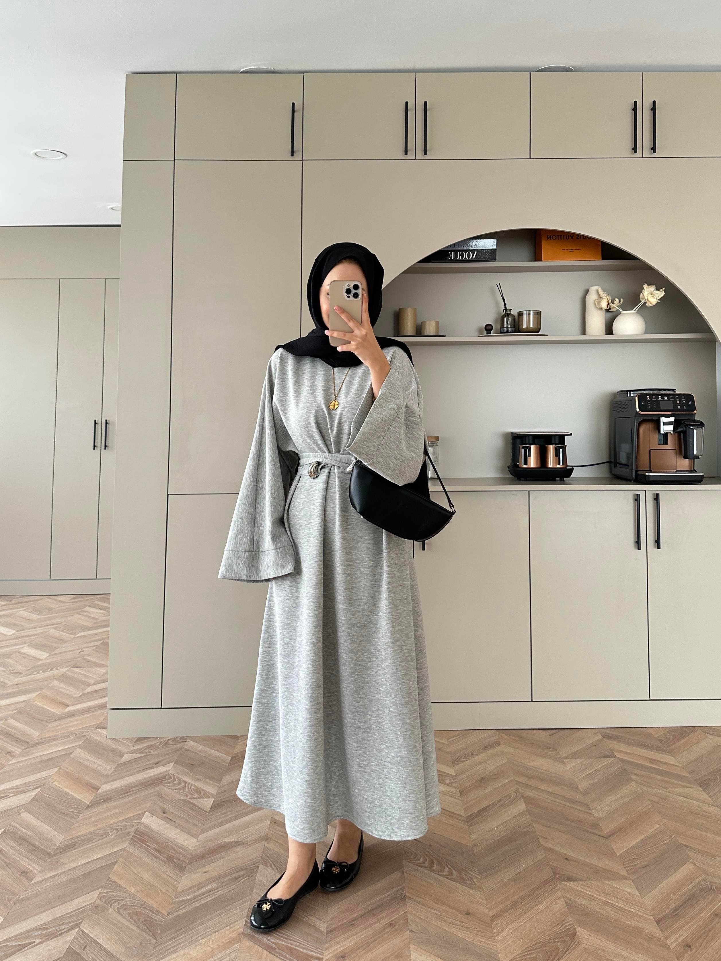 Desni İki İplik Elbise Melanj Gri