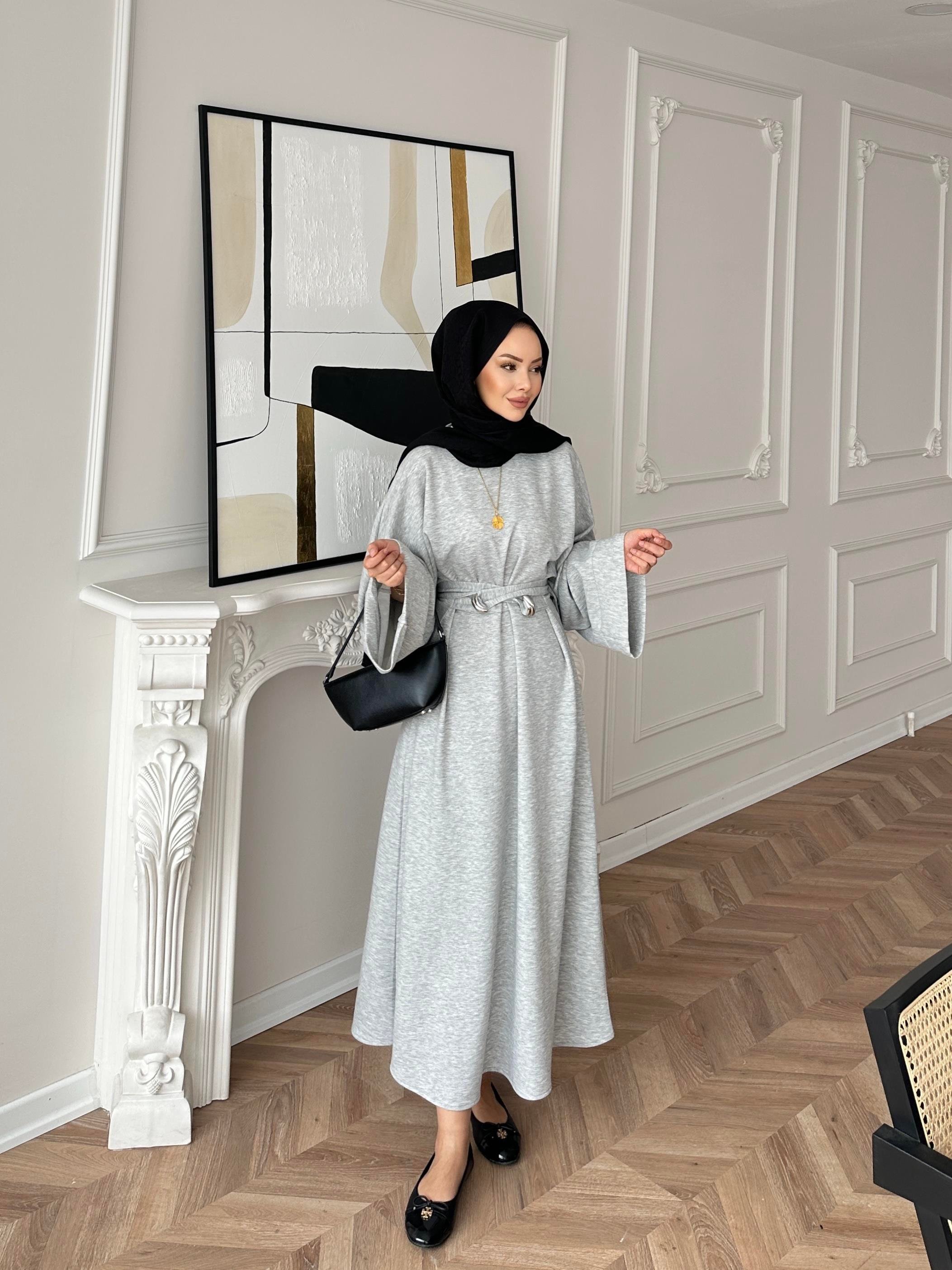 Desni İki İplik Elbise Melanj Gri