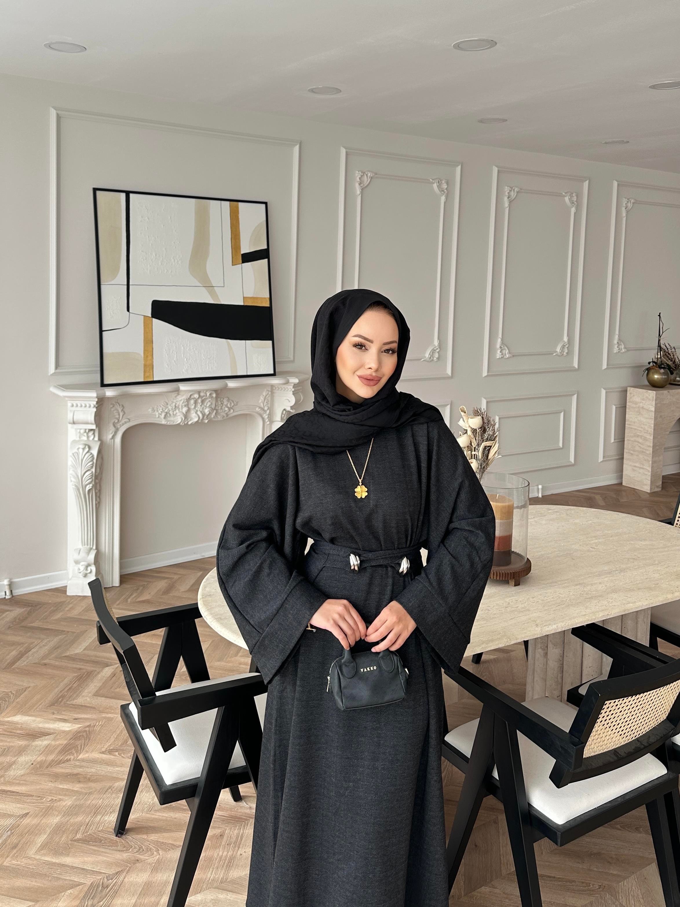 Desni İki İplik Elbise Siyah