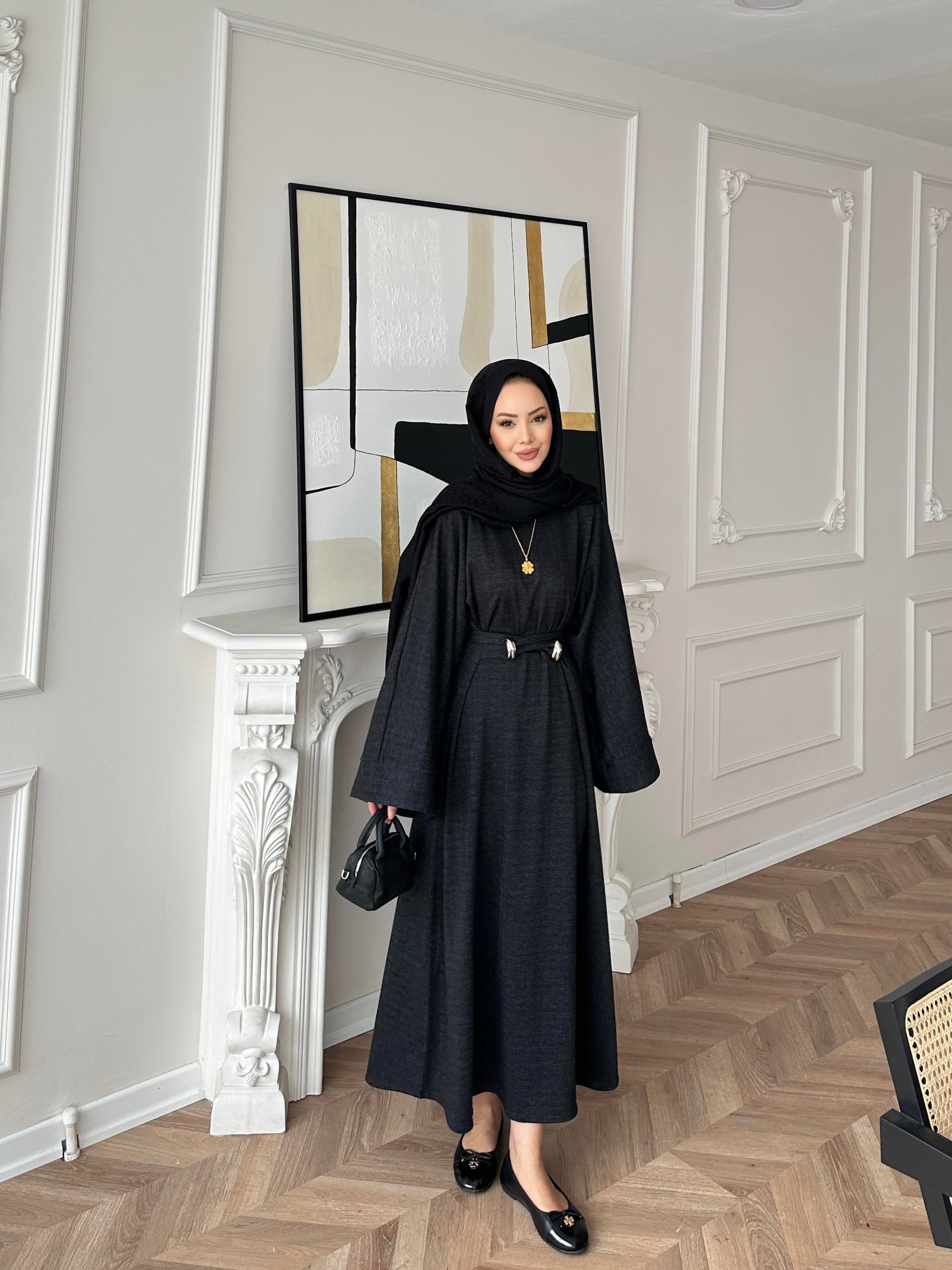 Desni İki İplik Elbise Siyah