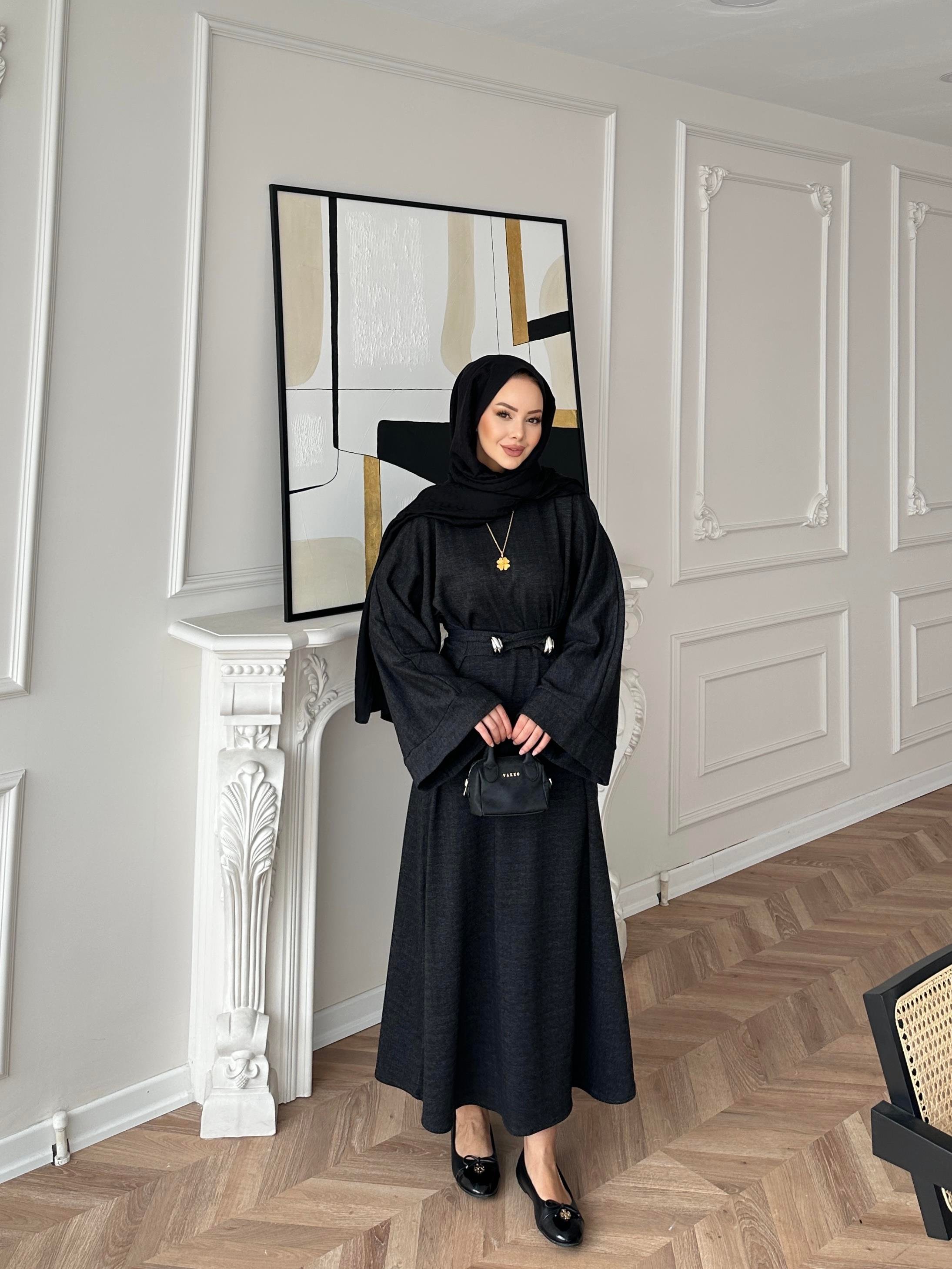 Desni İki İplik Elbise Siyah