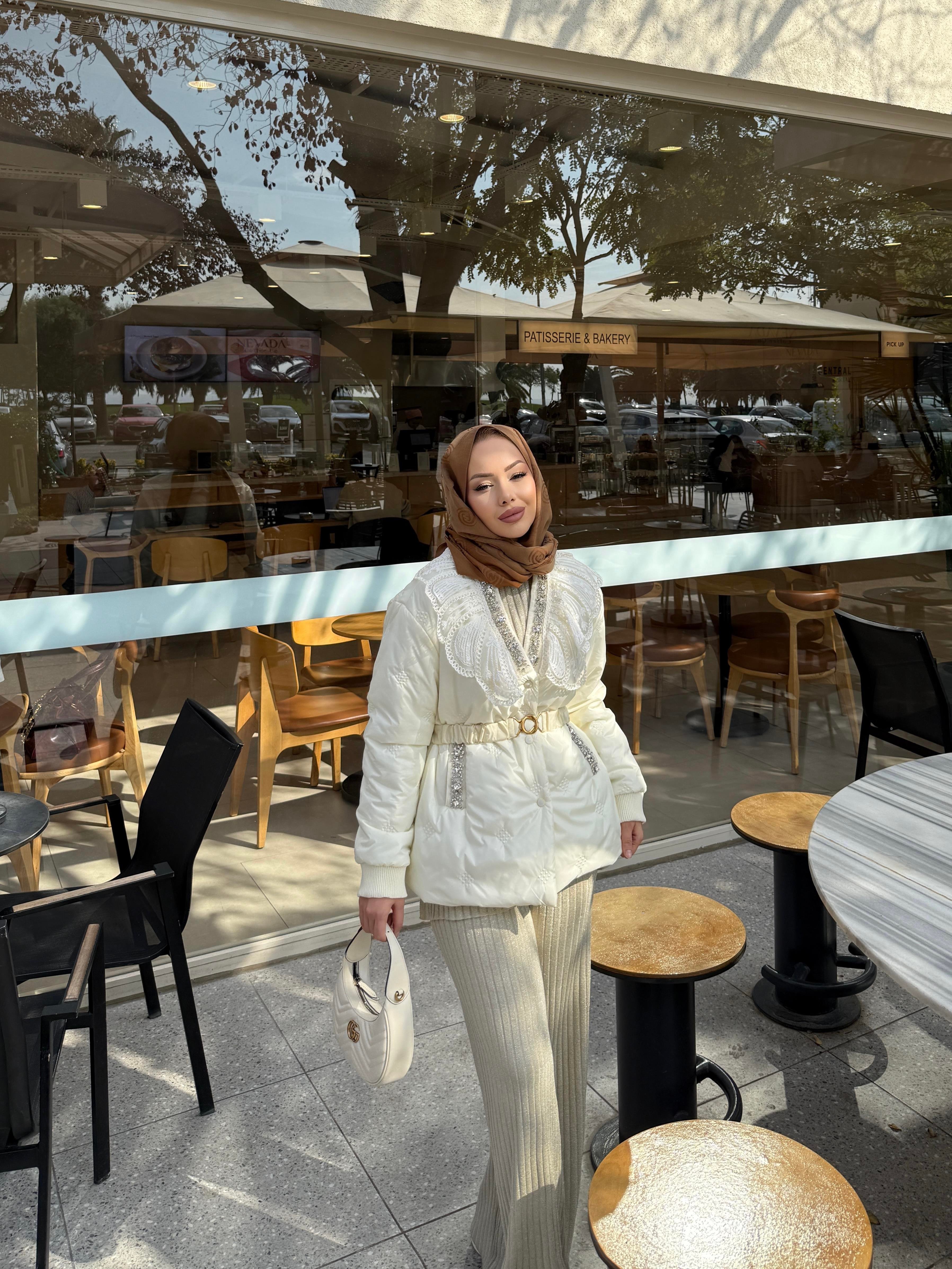 Diamond İthal Kapitone Mont Ekru