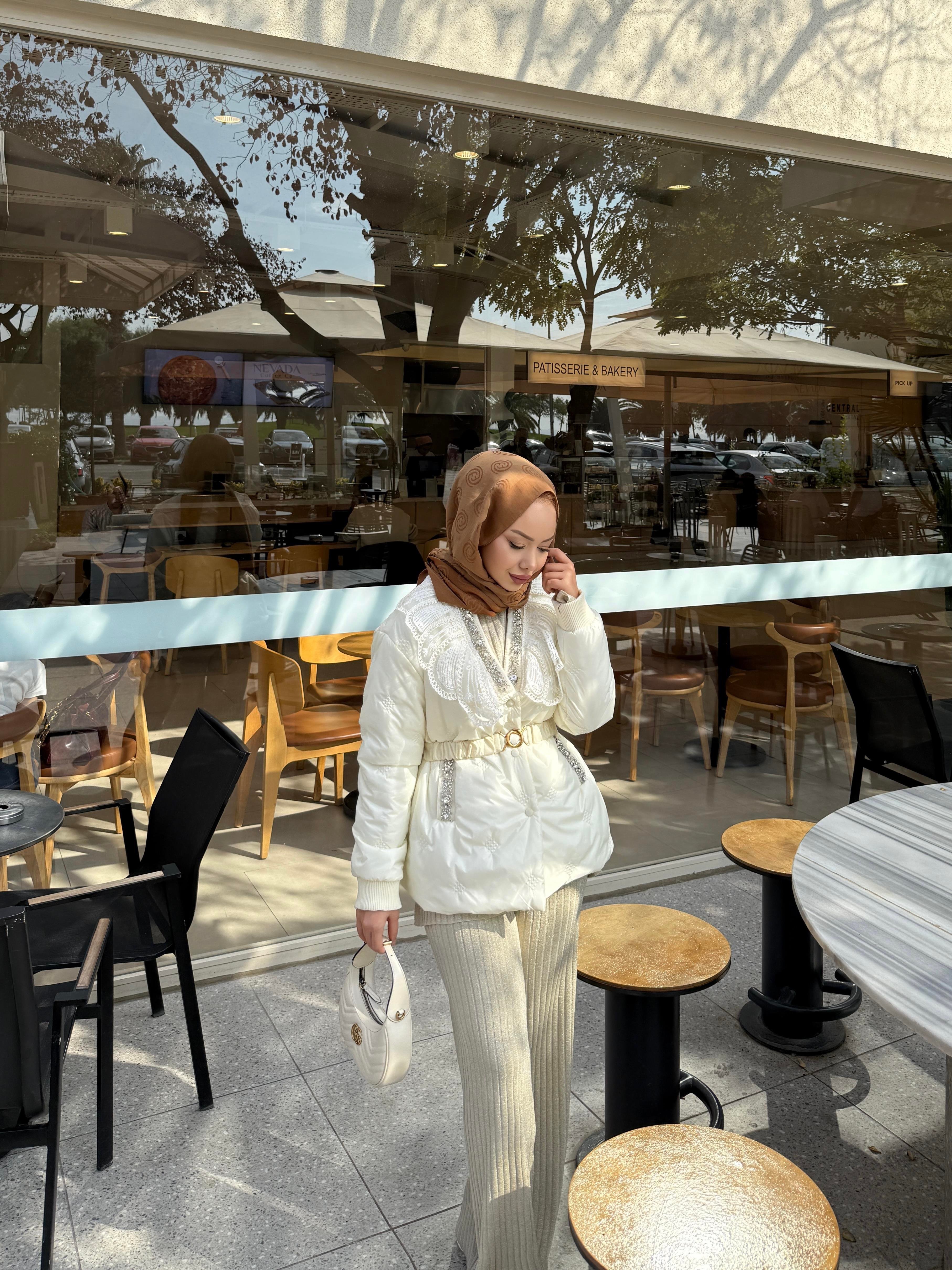 Diamond İthal Kapitone Mont Ekru