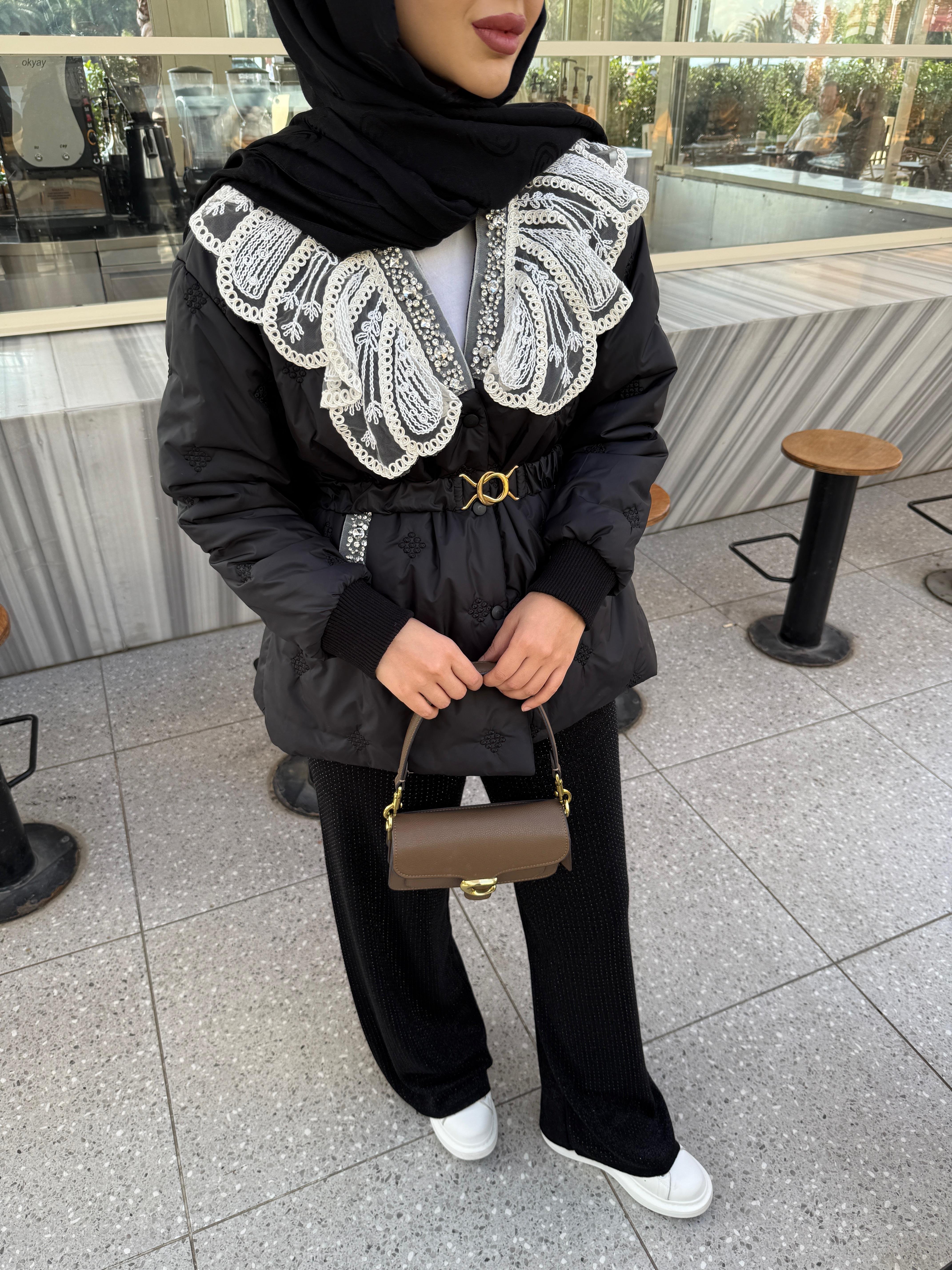 Diamond İthal Kapitone Mont Siyah