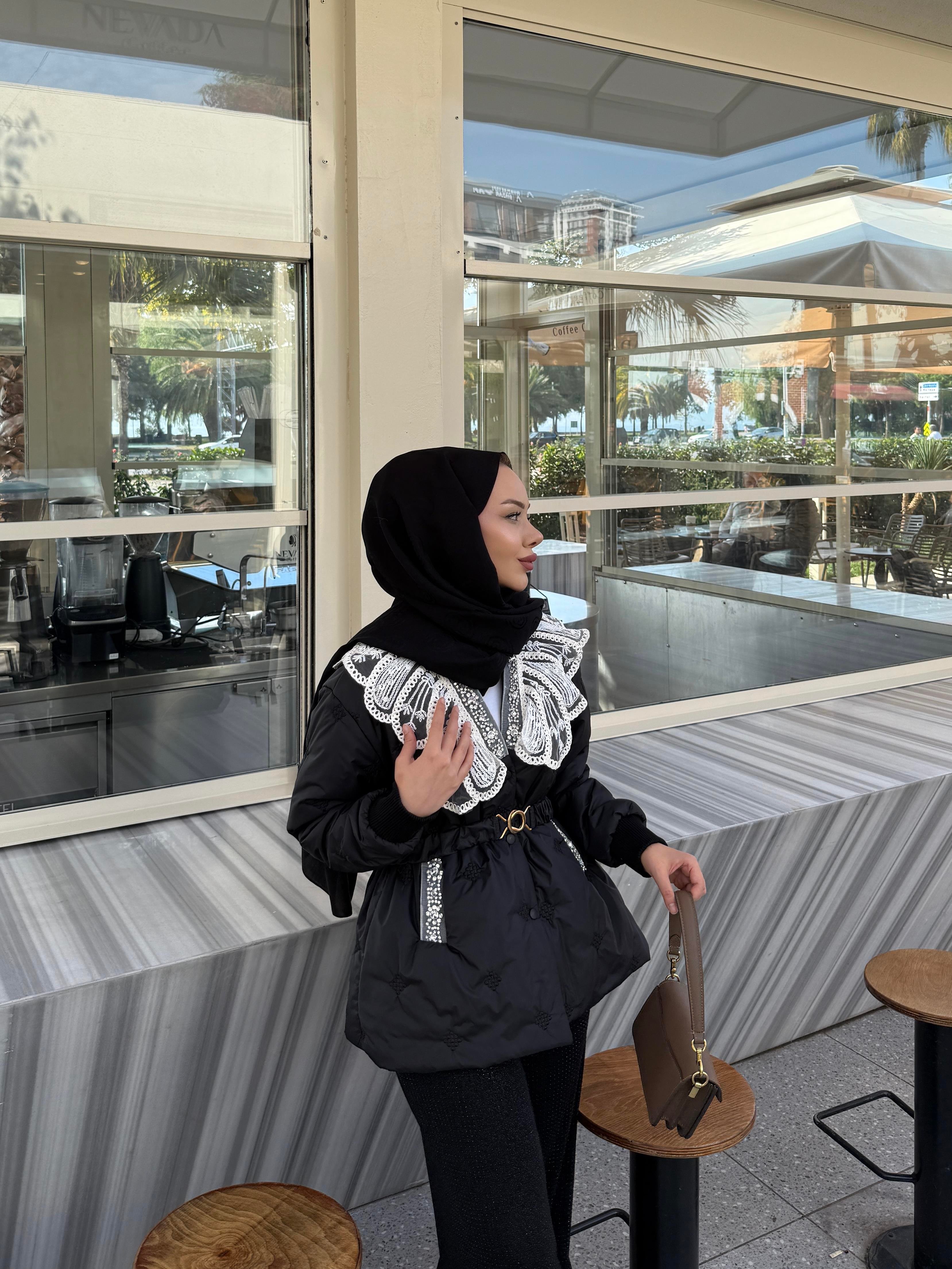 Diamond İthal Kapitone Mont Siyah