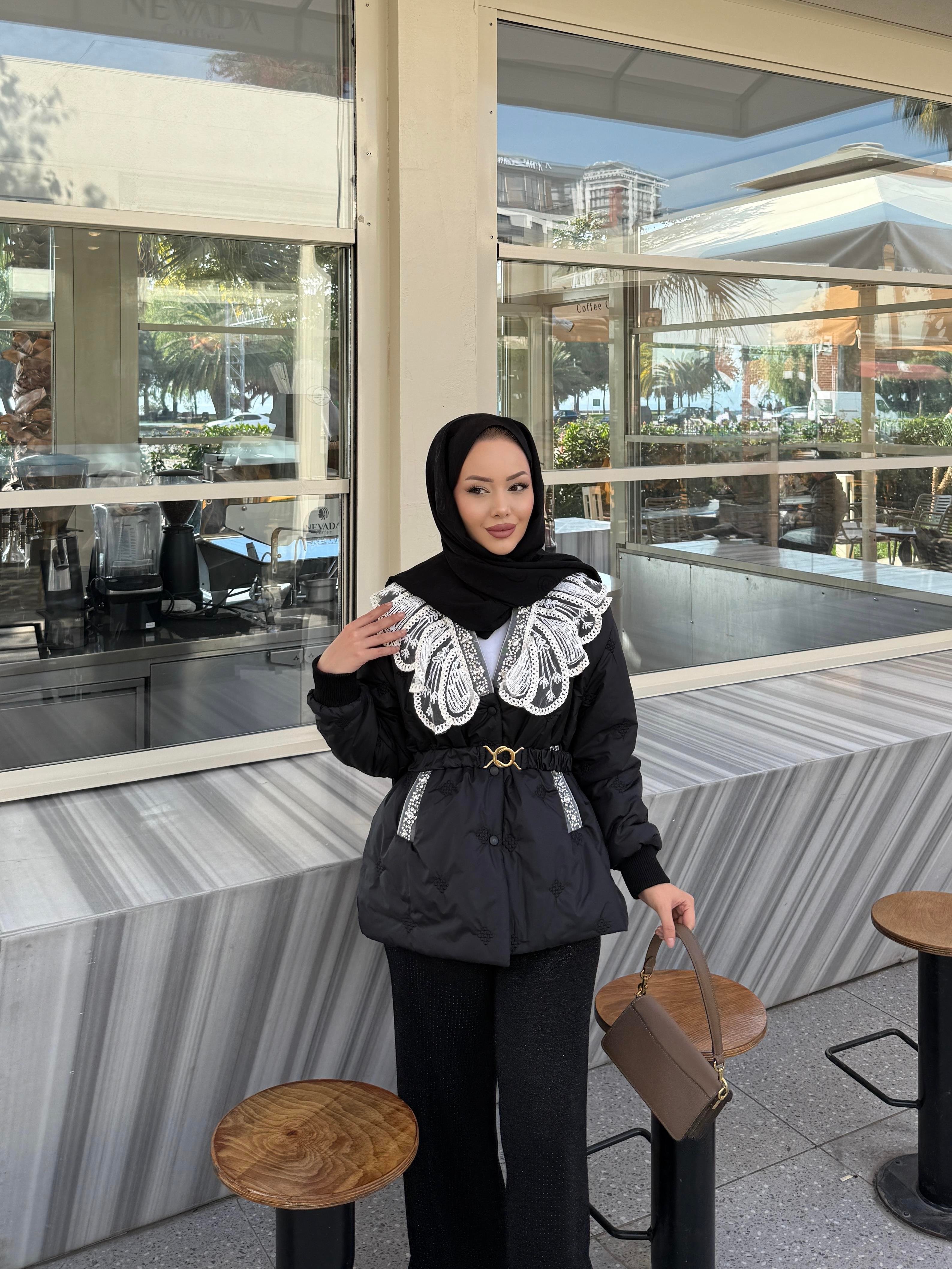 Diamond İthal Kapitone Mont Siyah