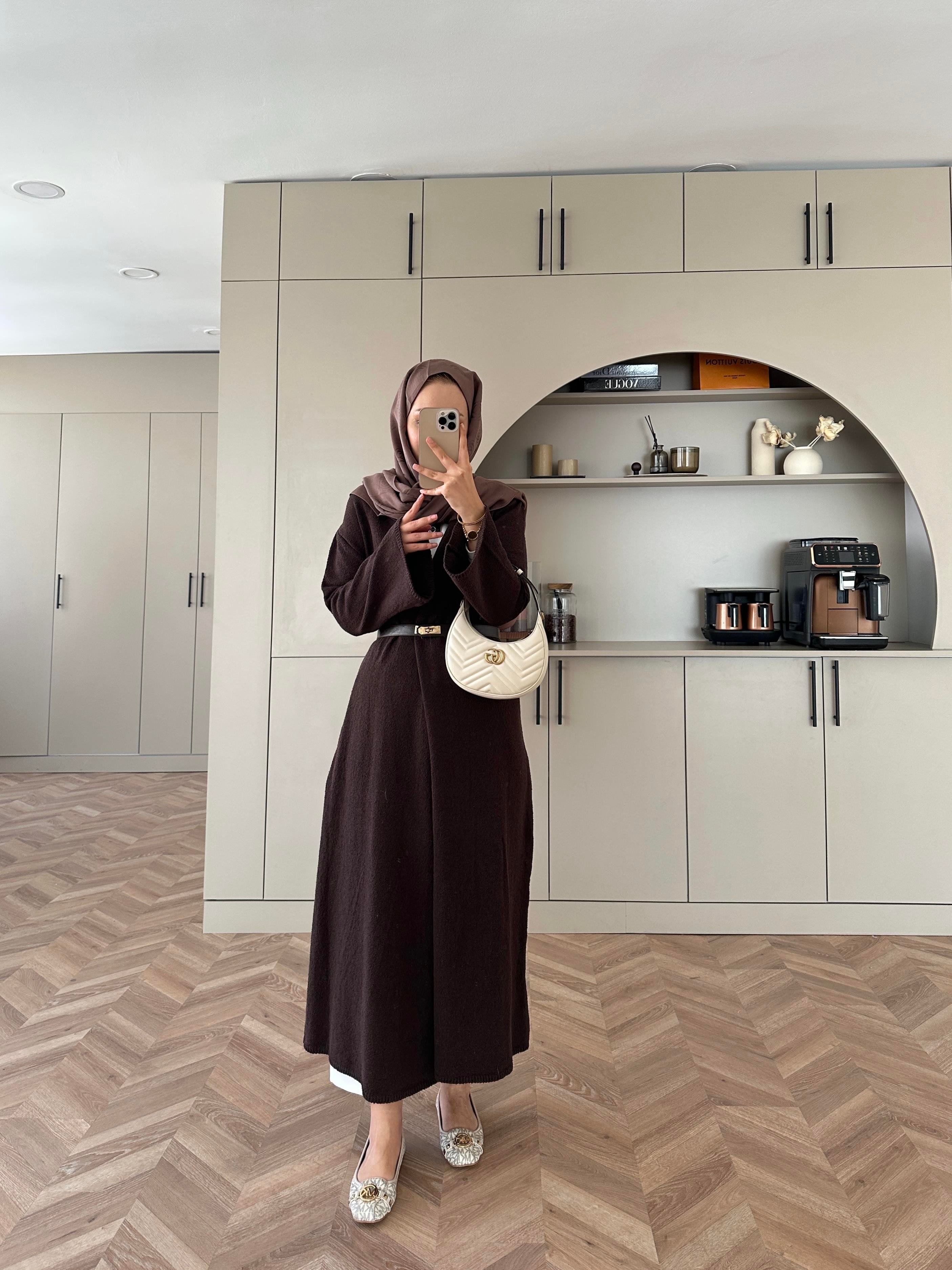 Dilay Triko Uzun Hırka Acı Kahve