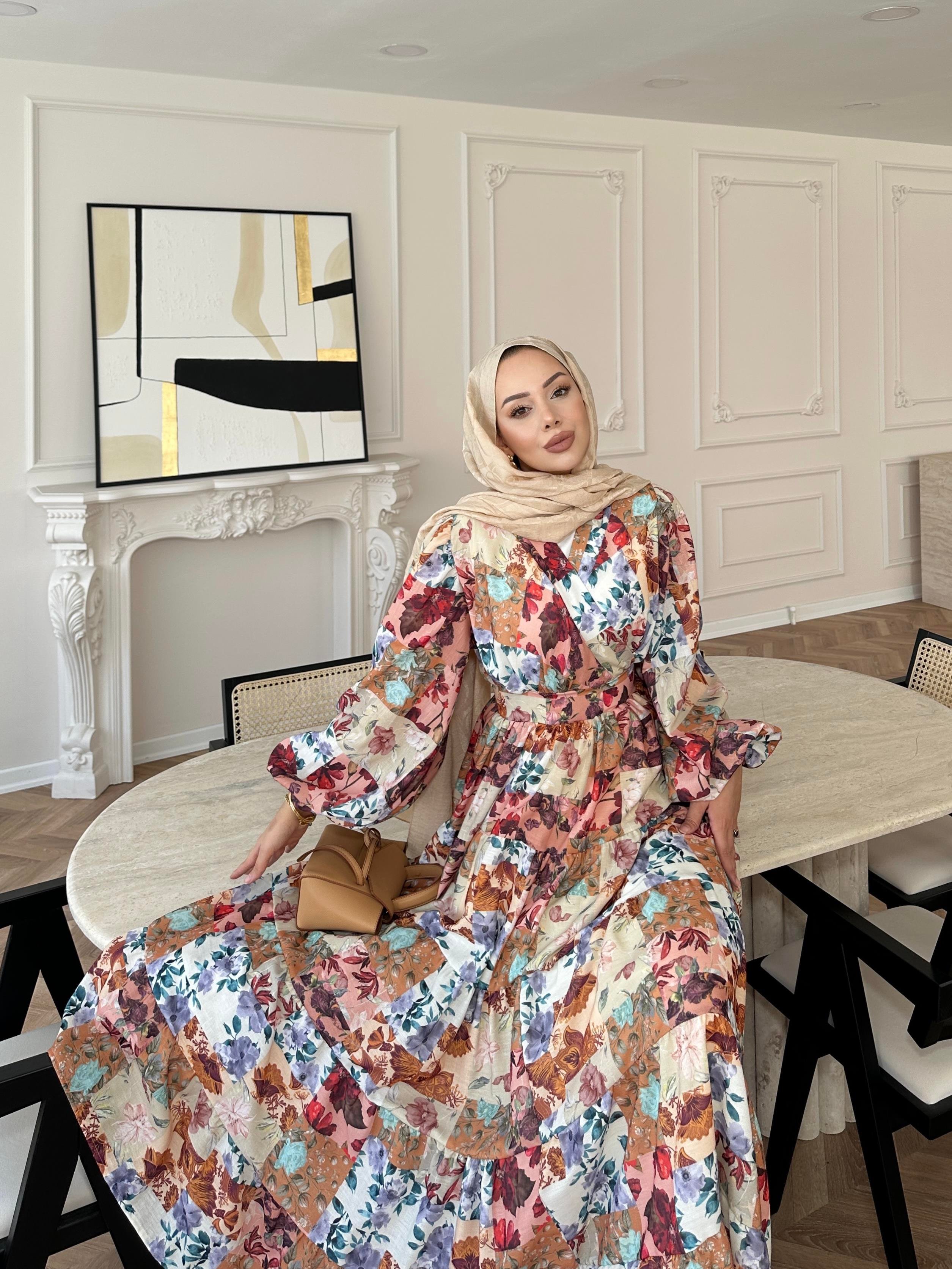 Elara Çiçekli Elbise Vişne