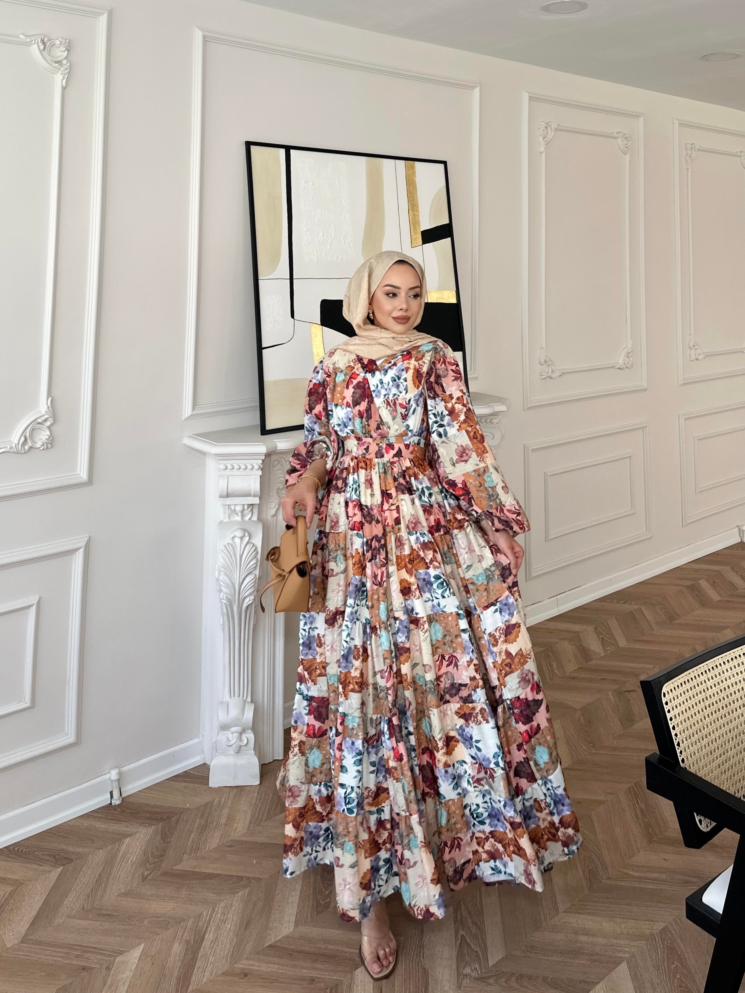 Elara Çiçekli Elbise Vişne