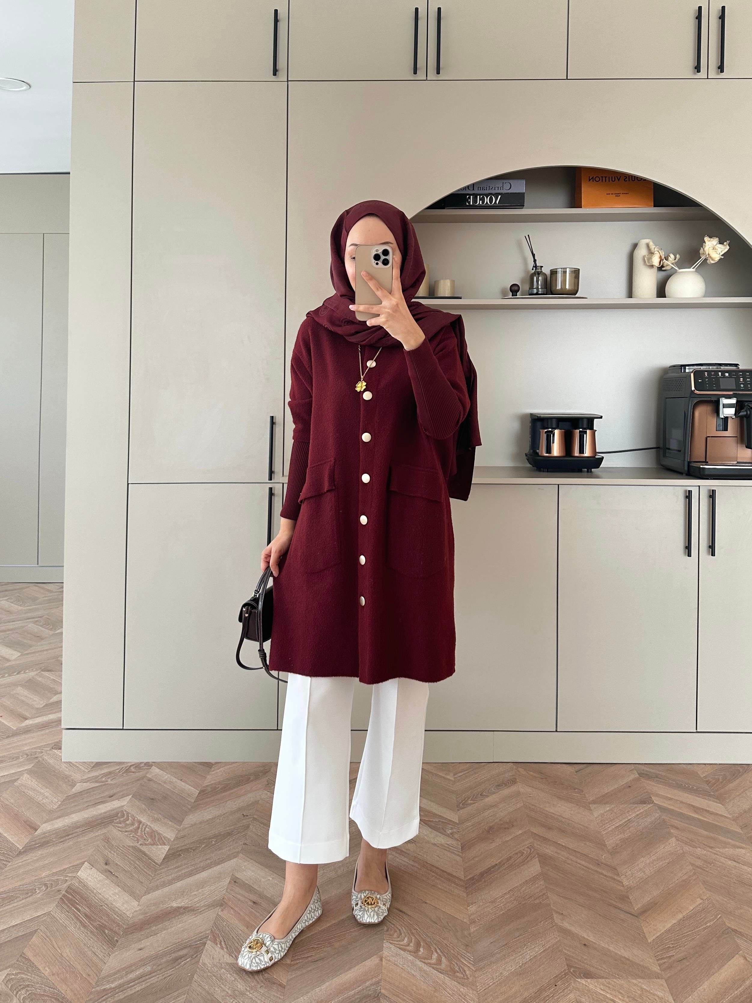 Erica Angora Uzun Hırka Bordo