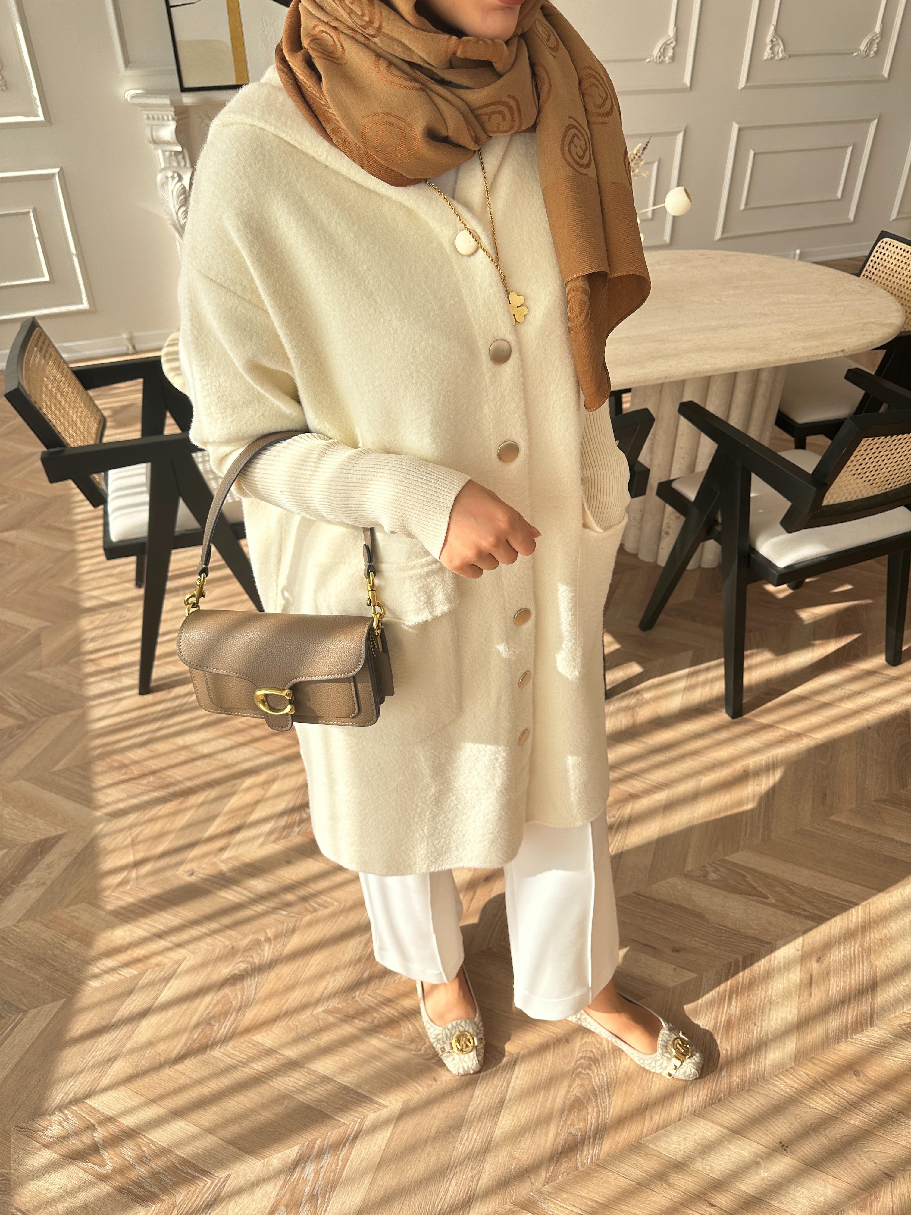 Erica Angora Uzun Hırka Ekru