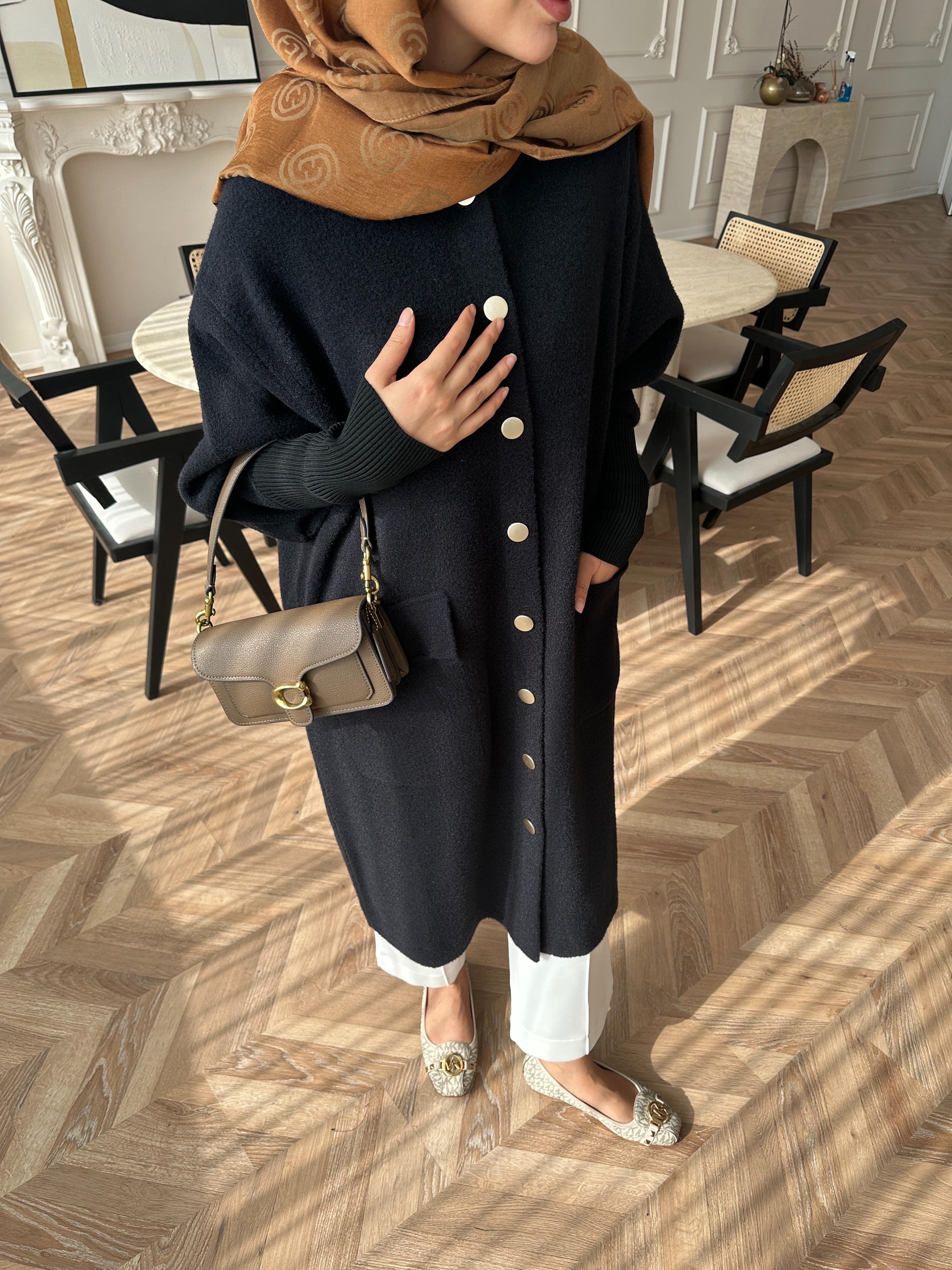 Erica Angora Uzun Hırka Siyah