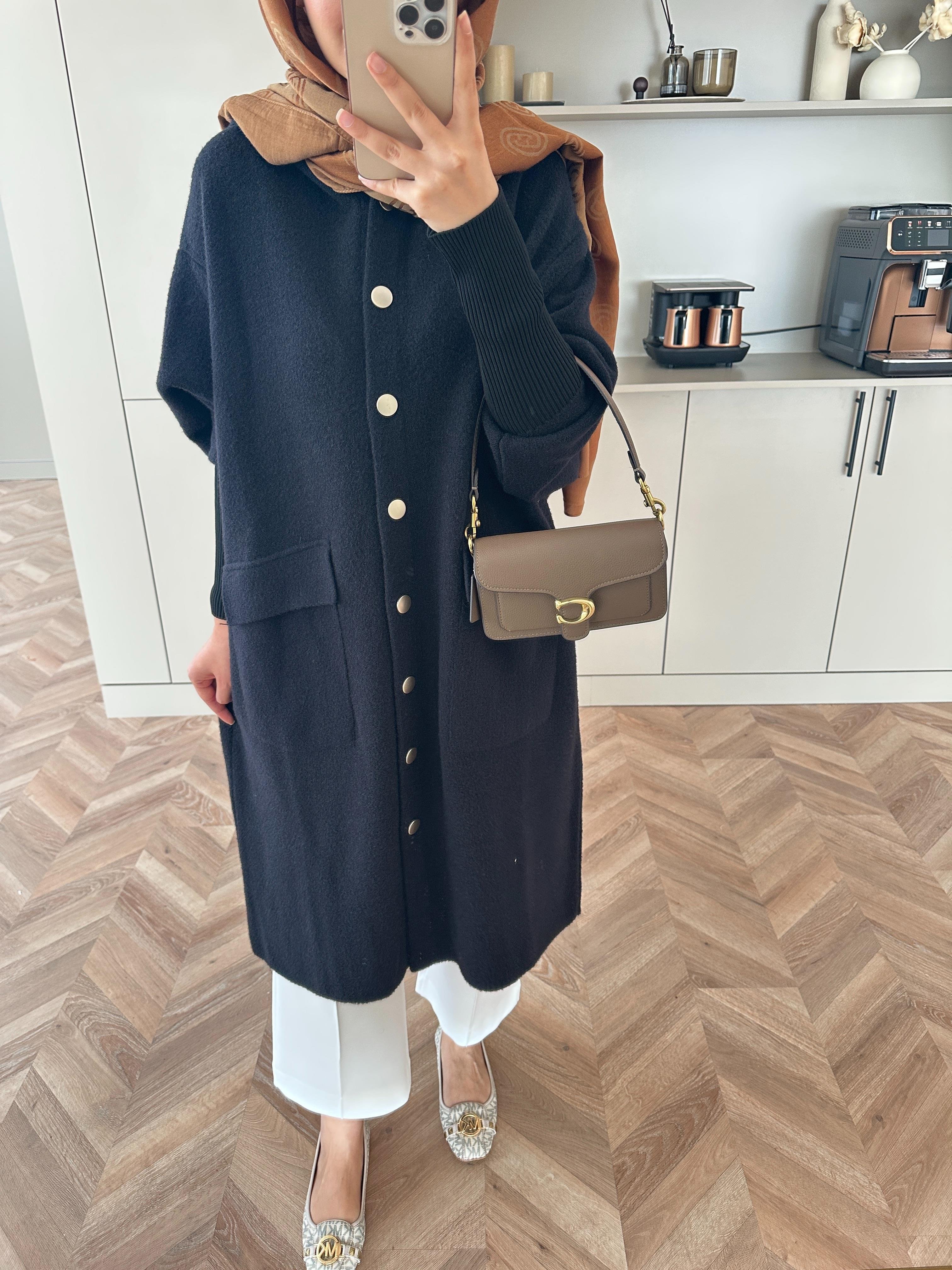 Erica Angora Uzun Hırka Siyah