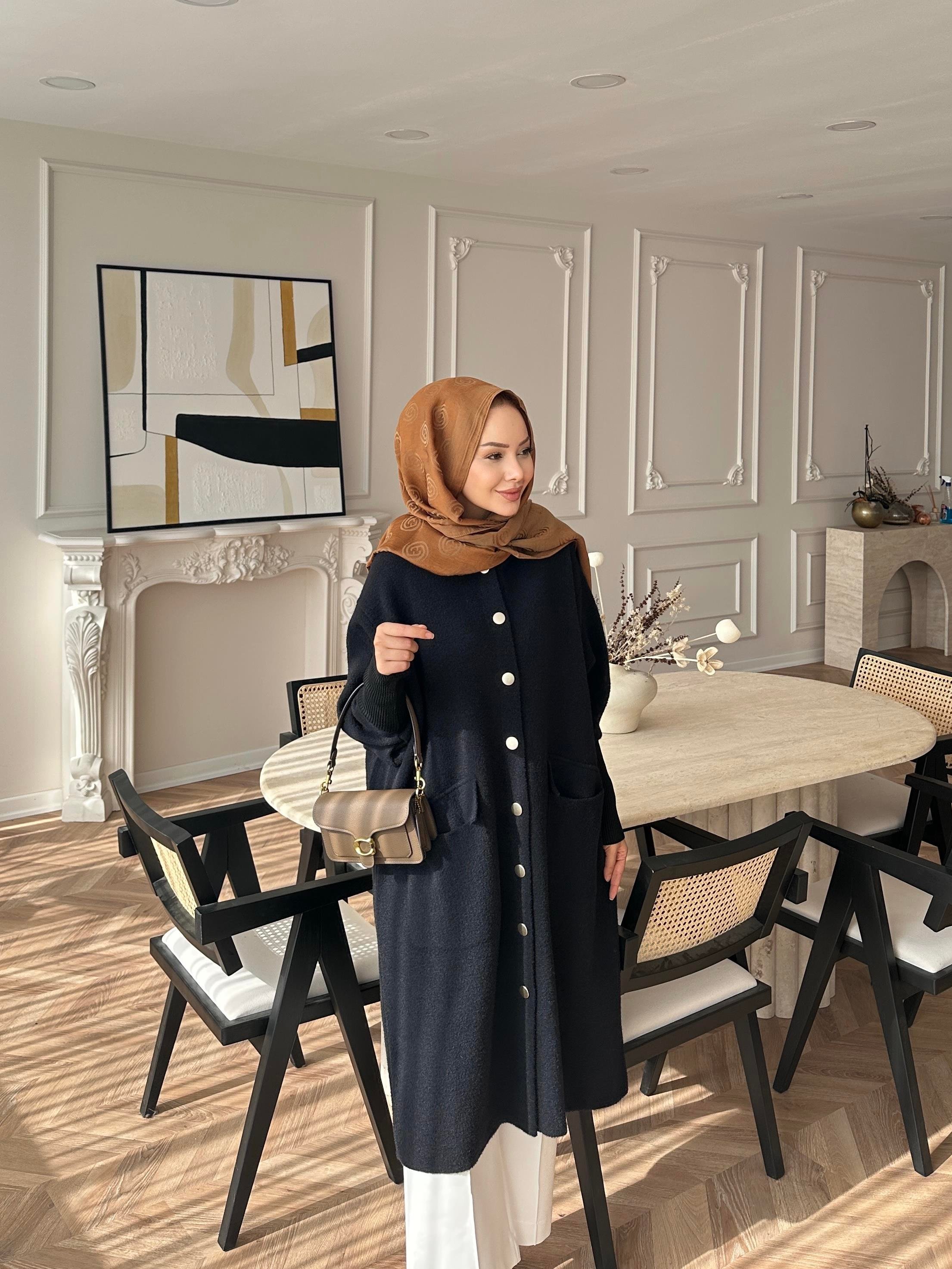 Erica Angora Uzun Hırka Siyah