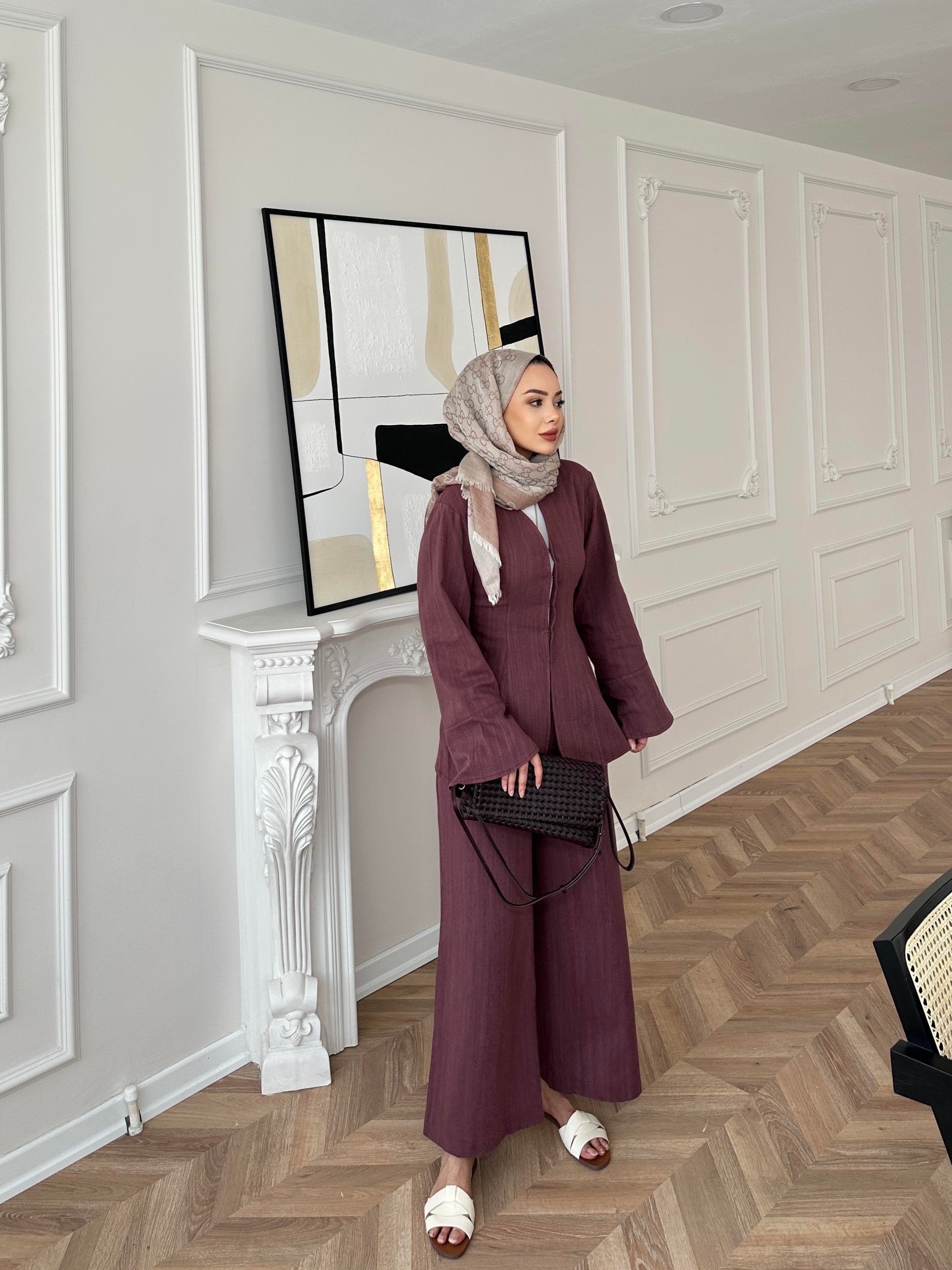 Evla Keten Takım Bordo