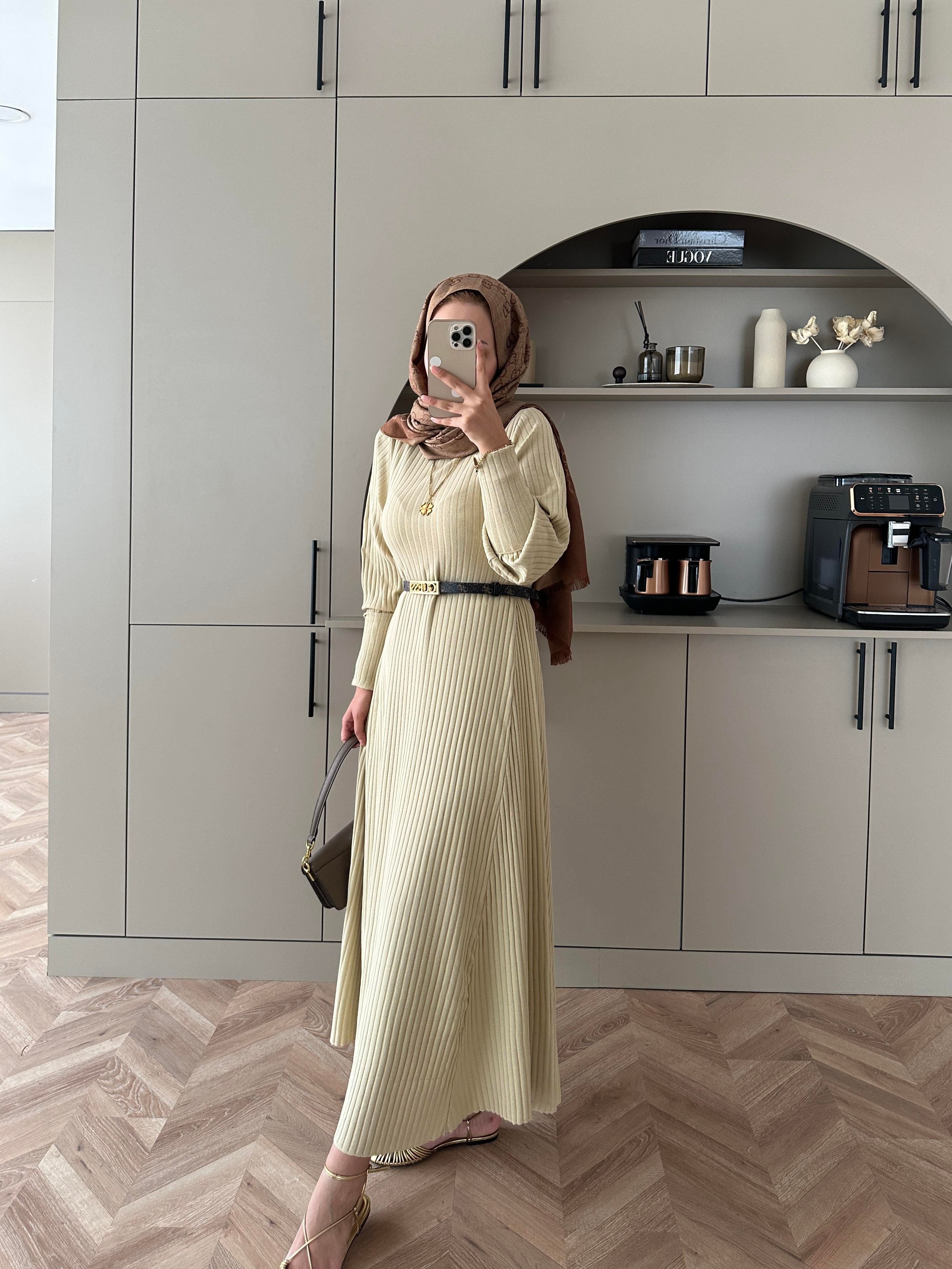 Eylül Triko Elbise Bej