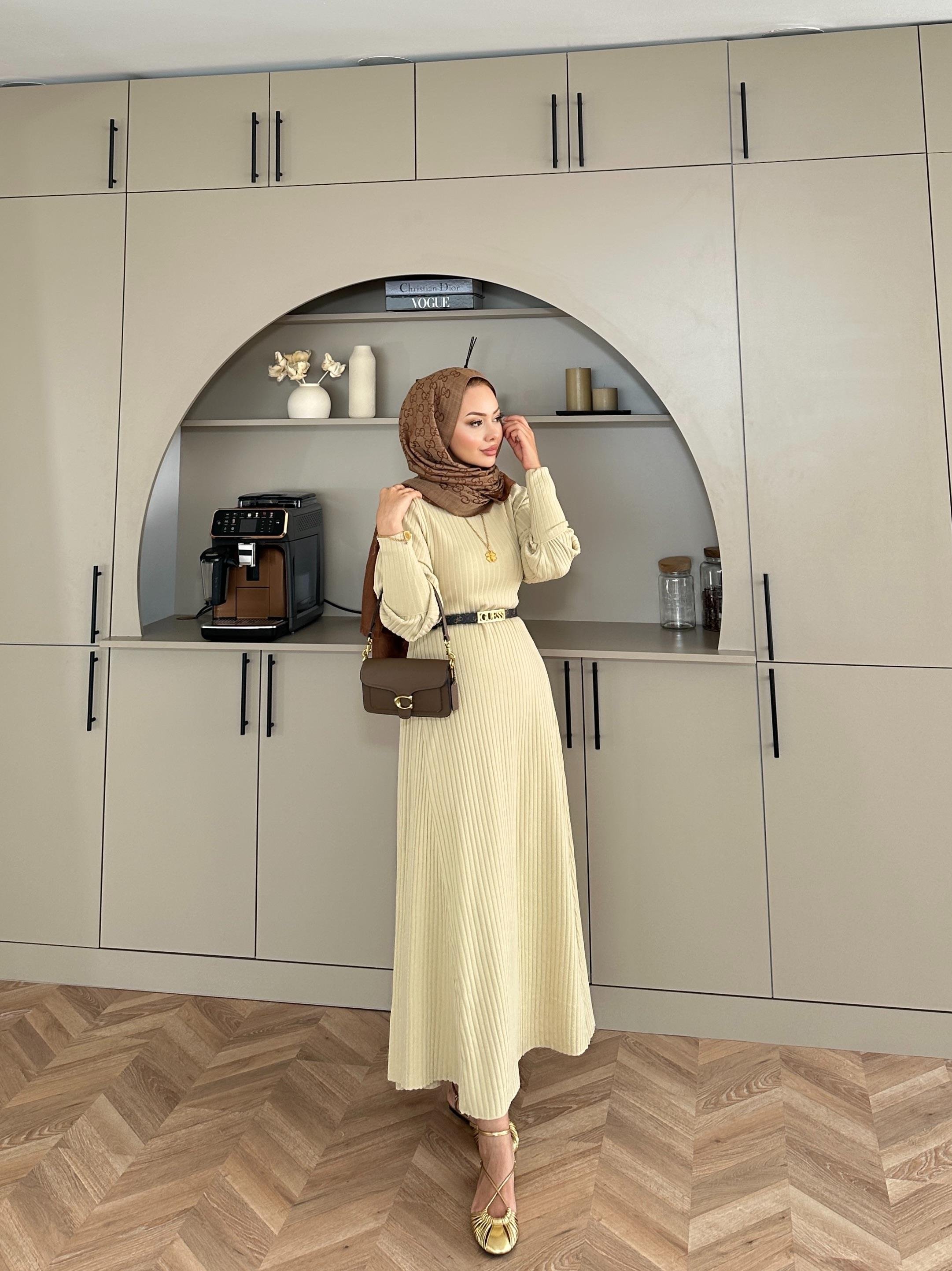 Eylül Triko Elbise Bej