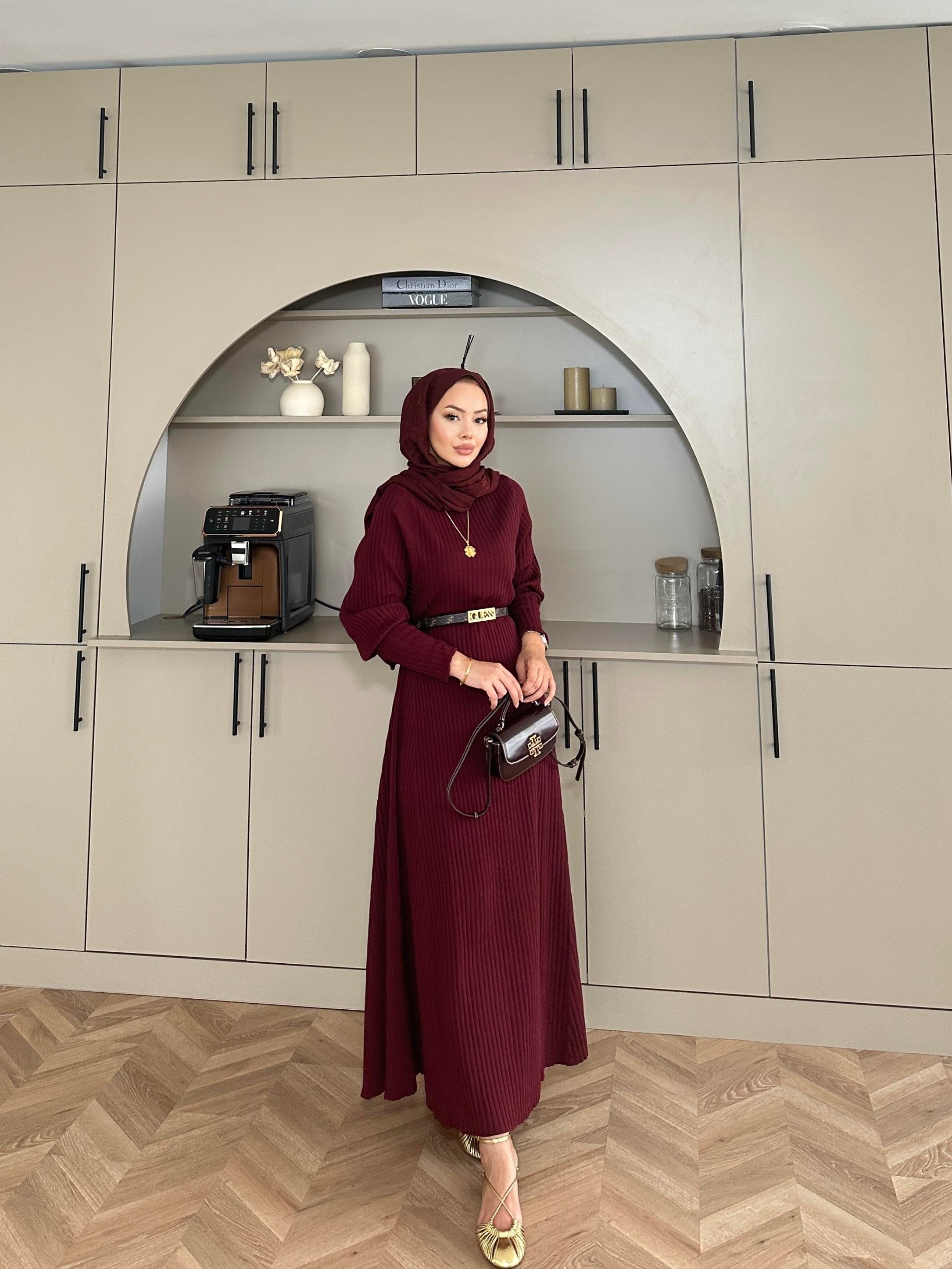 Eylül Triko Elbise Bordo