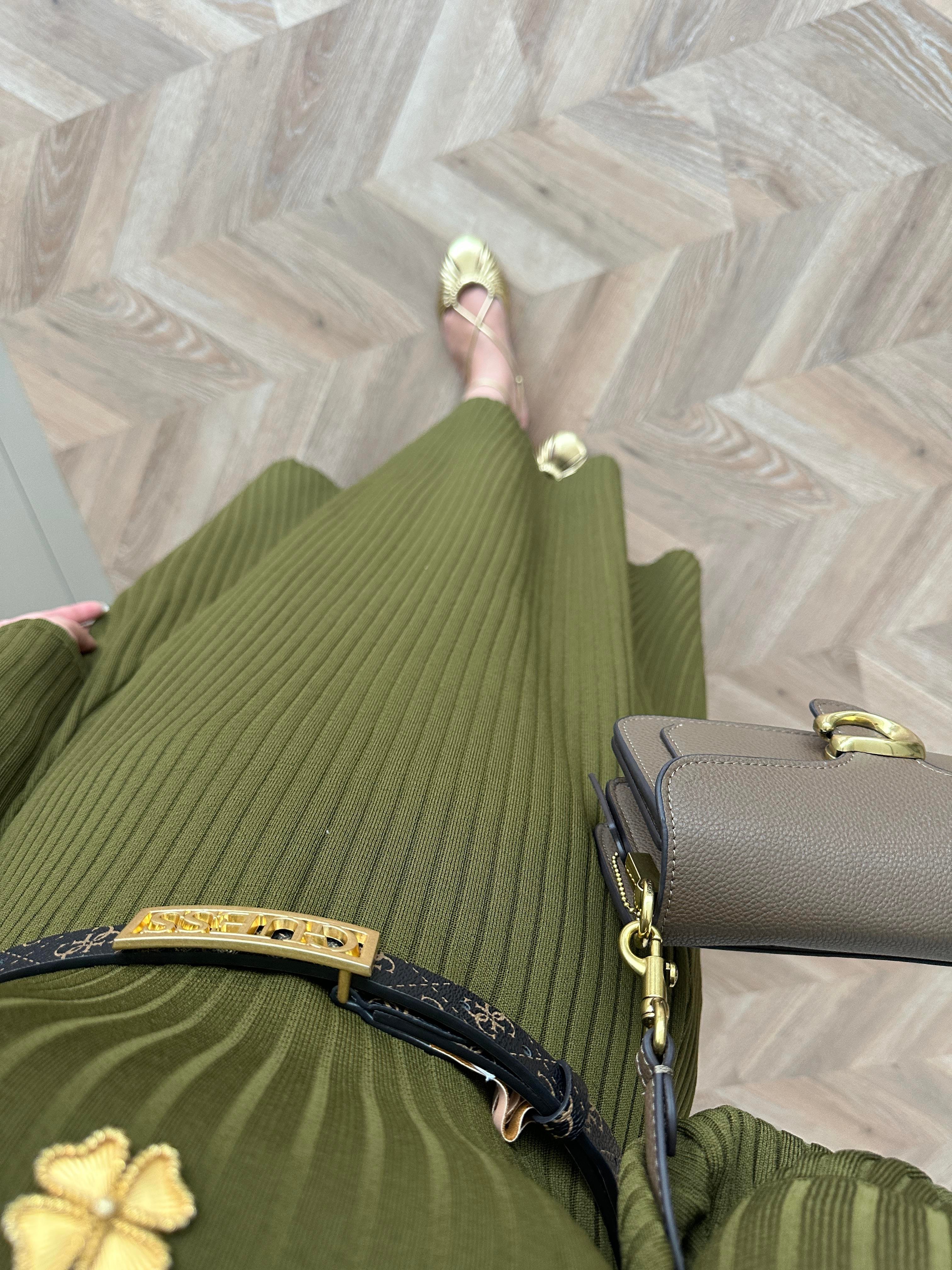 Eylül Triko Elbise Haki 