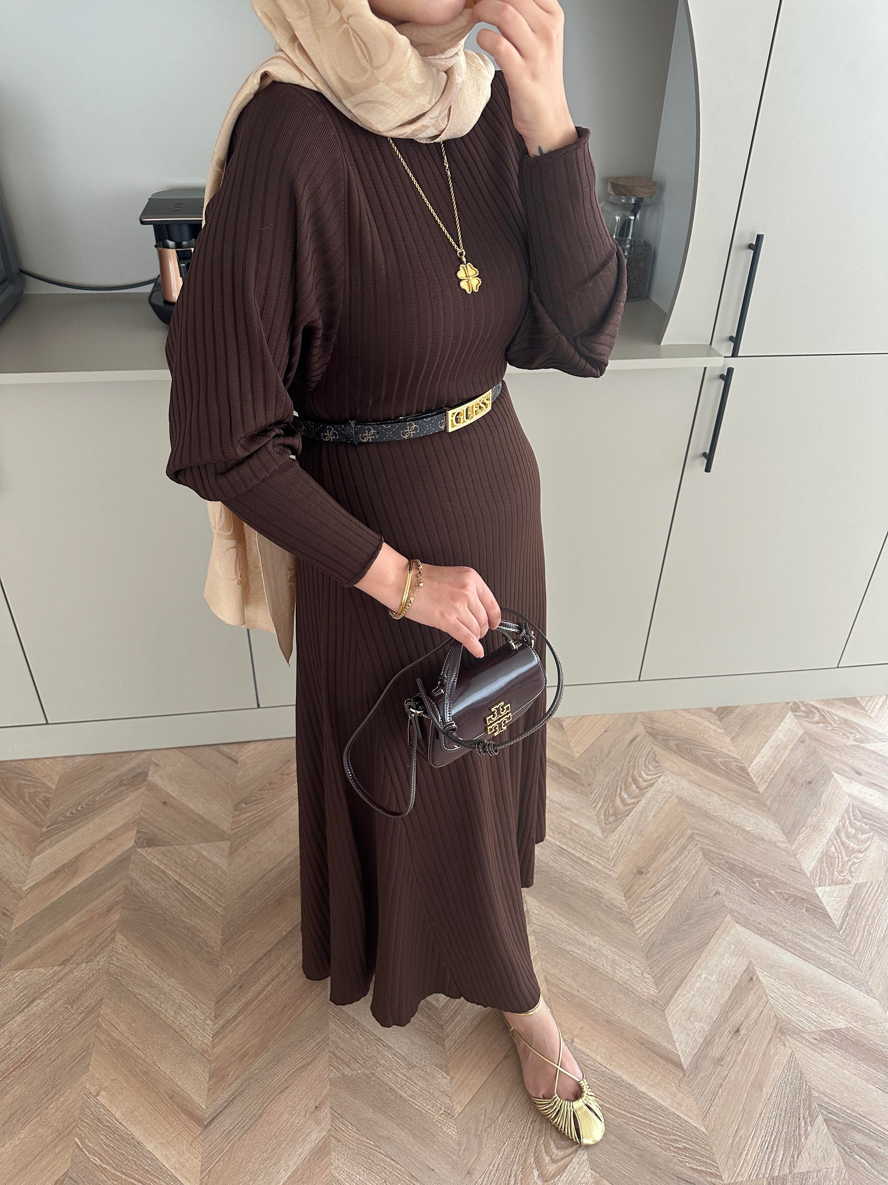 Eylül Triko Elbise Kahverengi