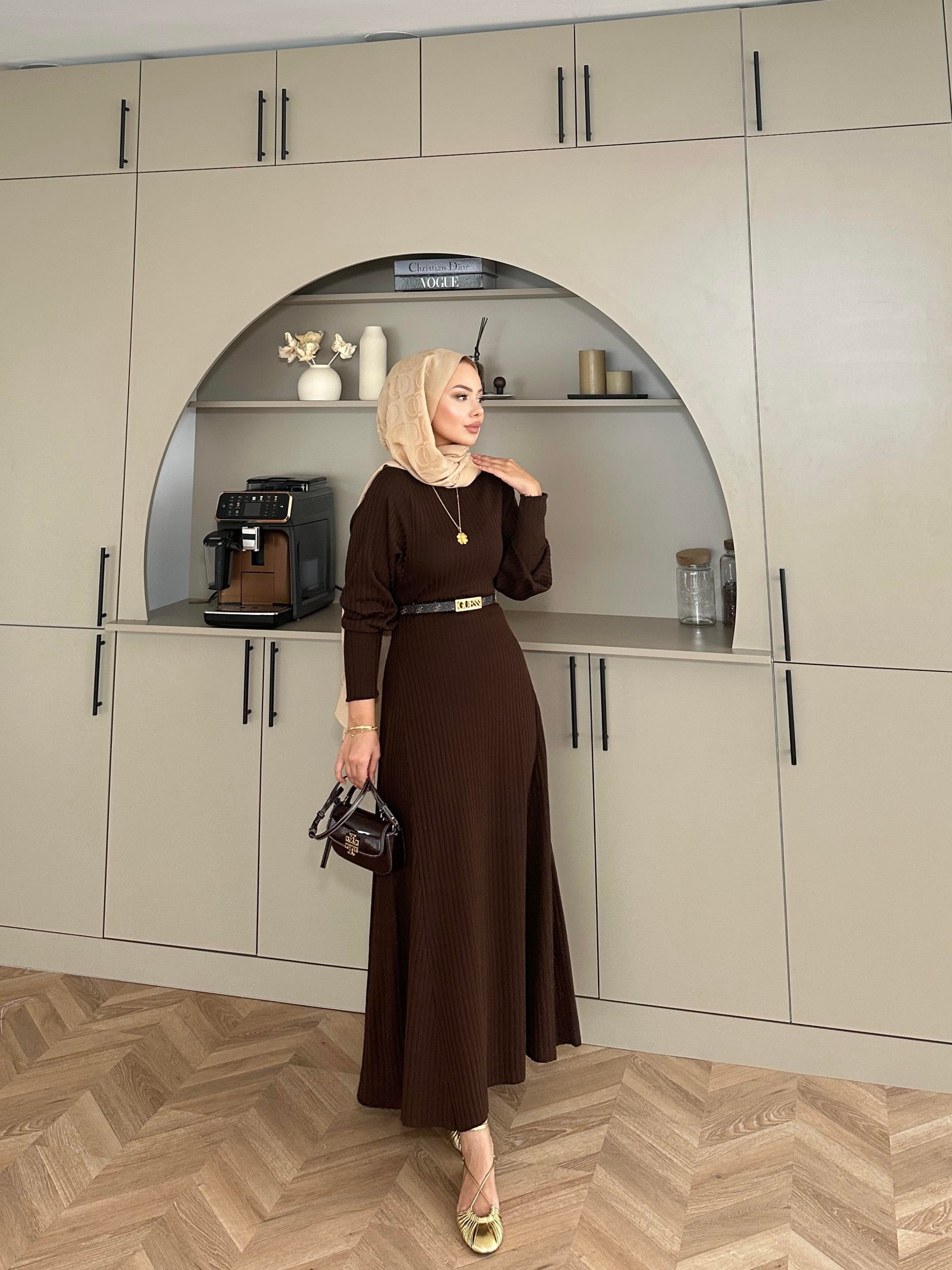 Eylül Triko Elbise Kahverengi