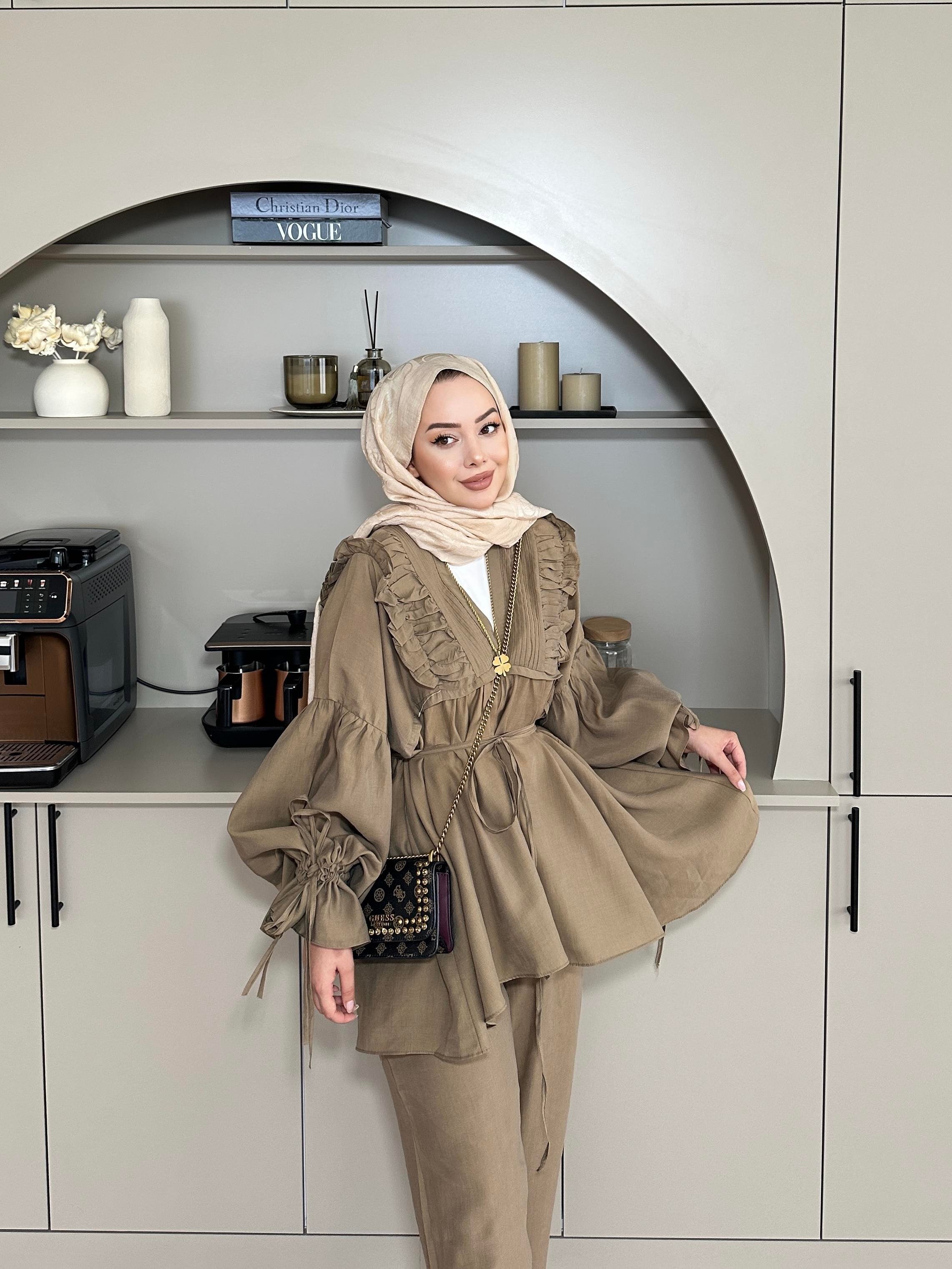 Faye Pantolonlu Takım Kahve 