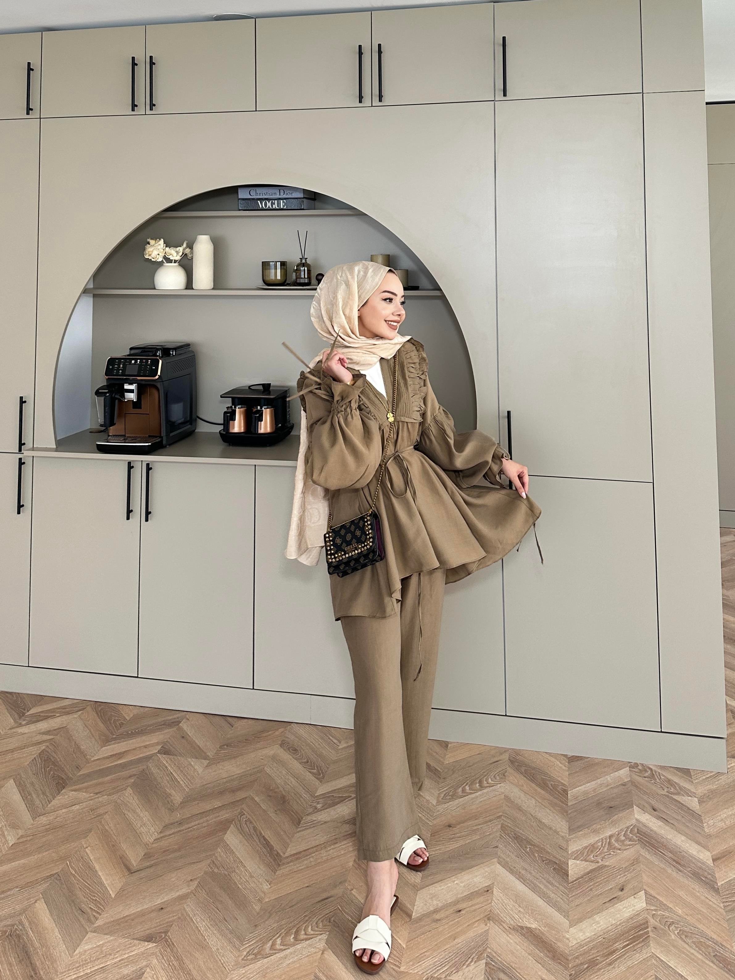 Faye Pantolonlu Takım Kahve 